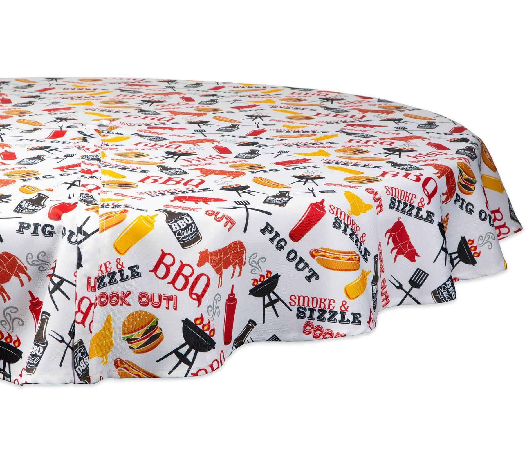 Design Imports BBQ Fun Print Outdoor Tablecloth60" Round