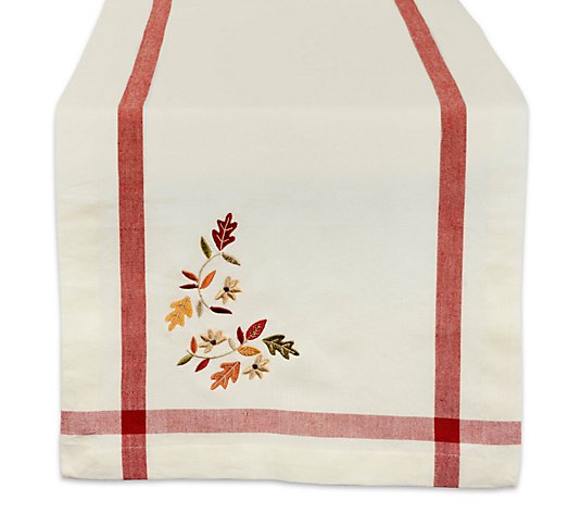 Design Imports Embroidered Fall Leave Table Runner 14" x 72"