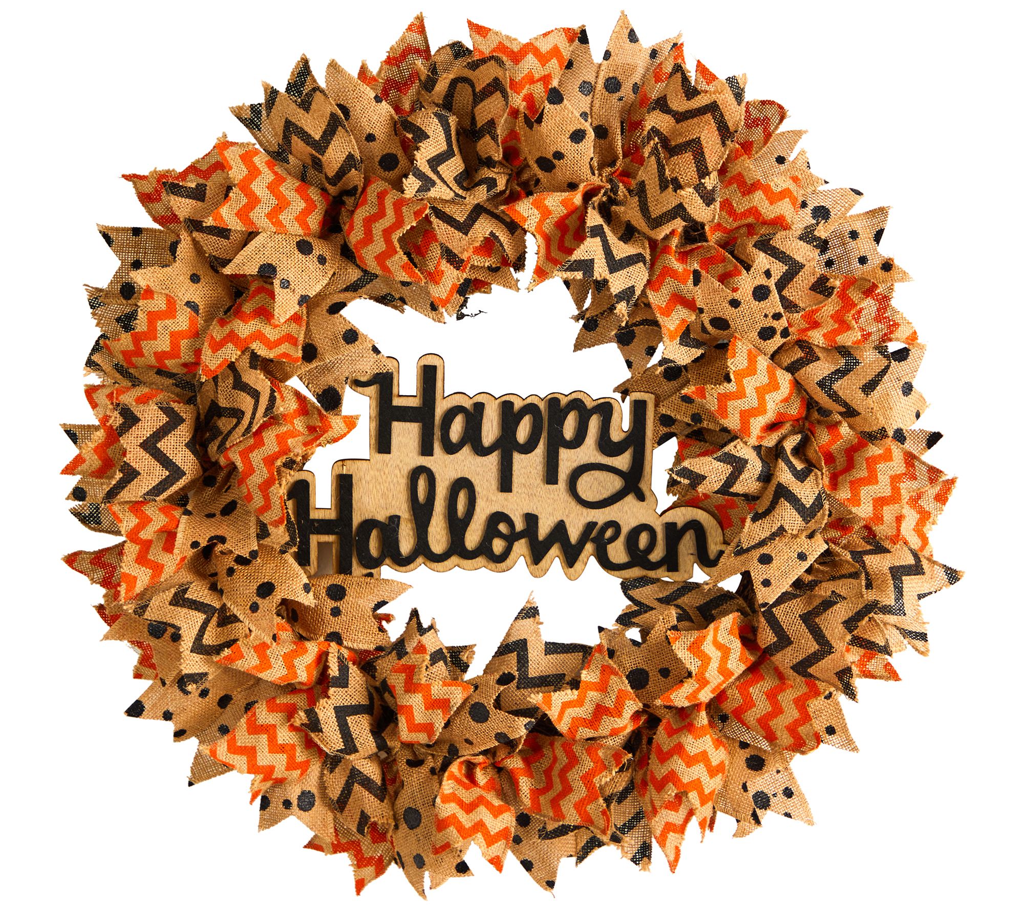 Nearly Natural 30" Halloween Burlap Ribbon Wreath