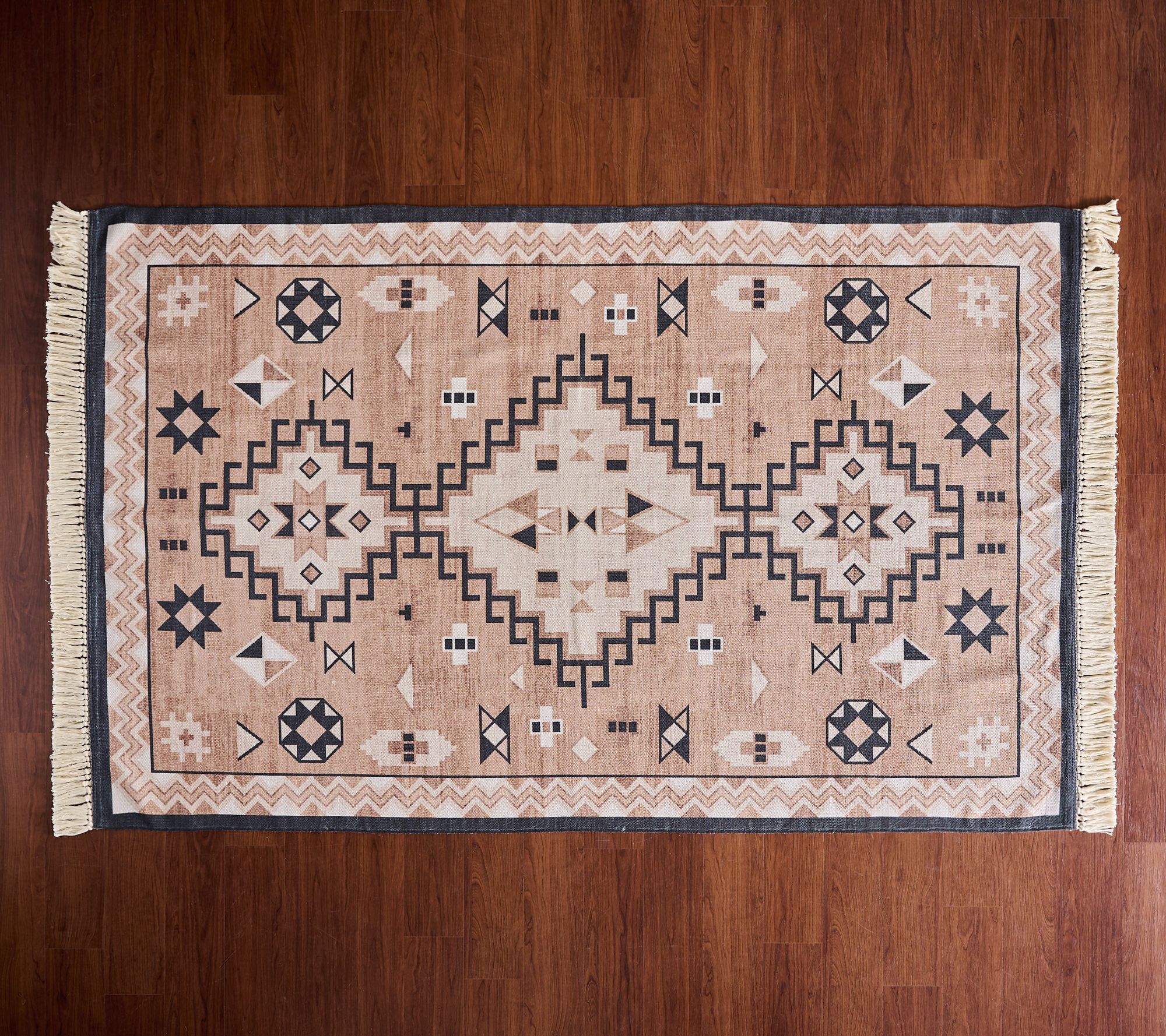 Sister Road by JG 5' x 8' Hand Woven & Printed Rug w/ Fringe
