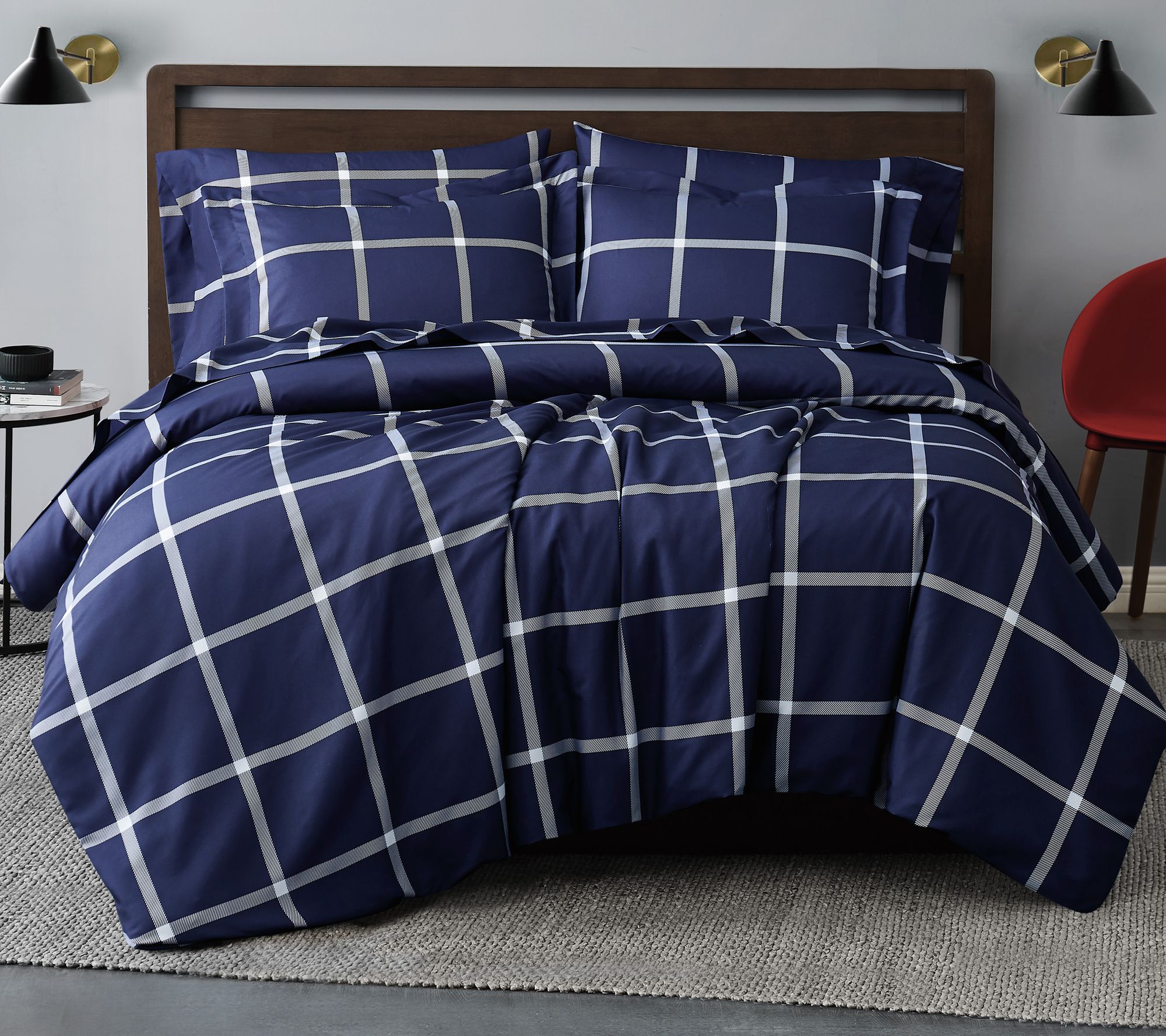 Truly Soft Printed Windowpane Full/Queen DuvetCover Set