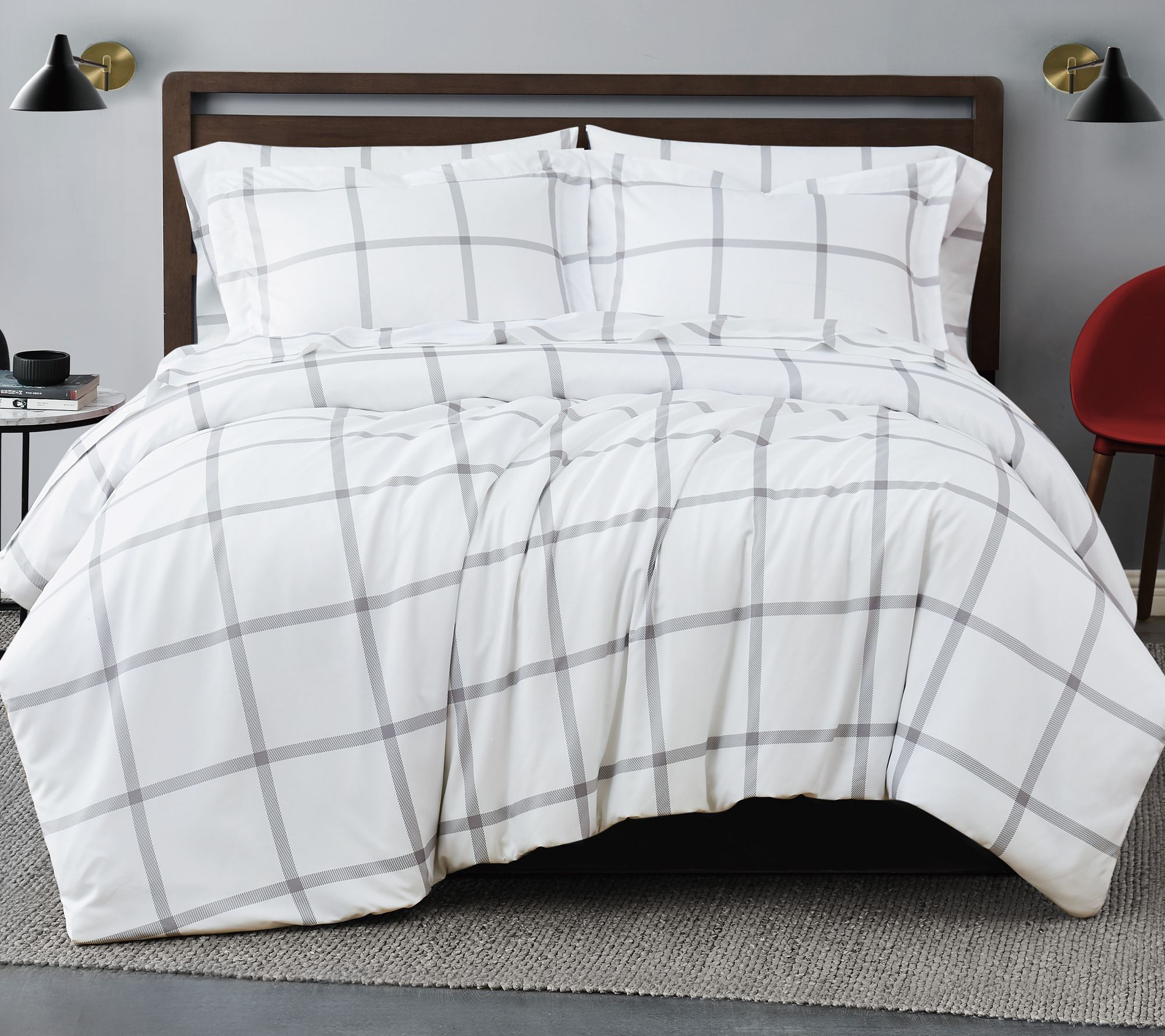 Truly Soft Printed Windowpane Full/Queen DuvetCover Set