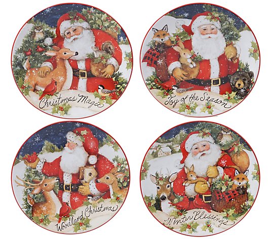 Magic Of Christmas Set of 4 Santa Dessert Plates