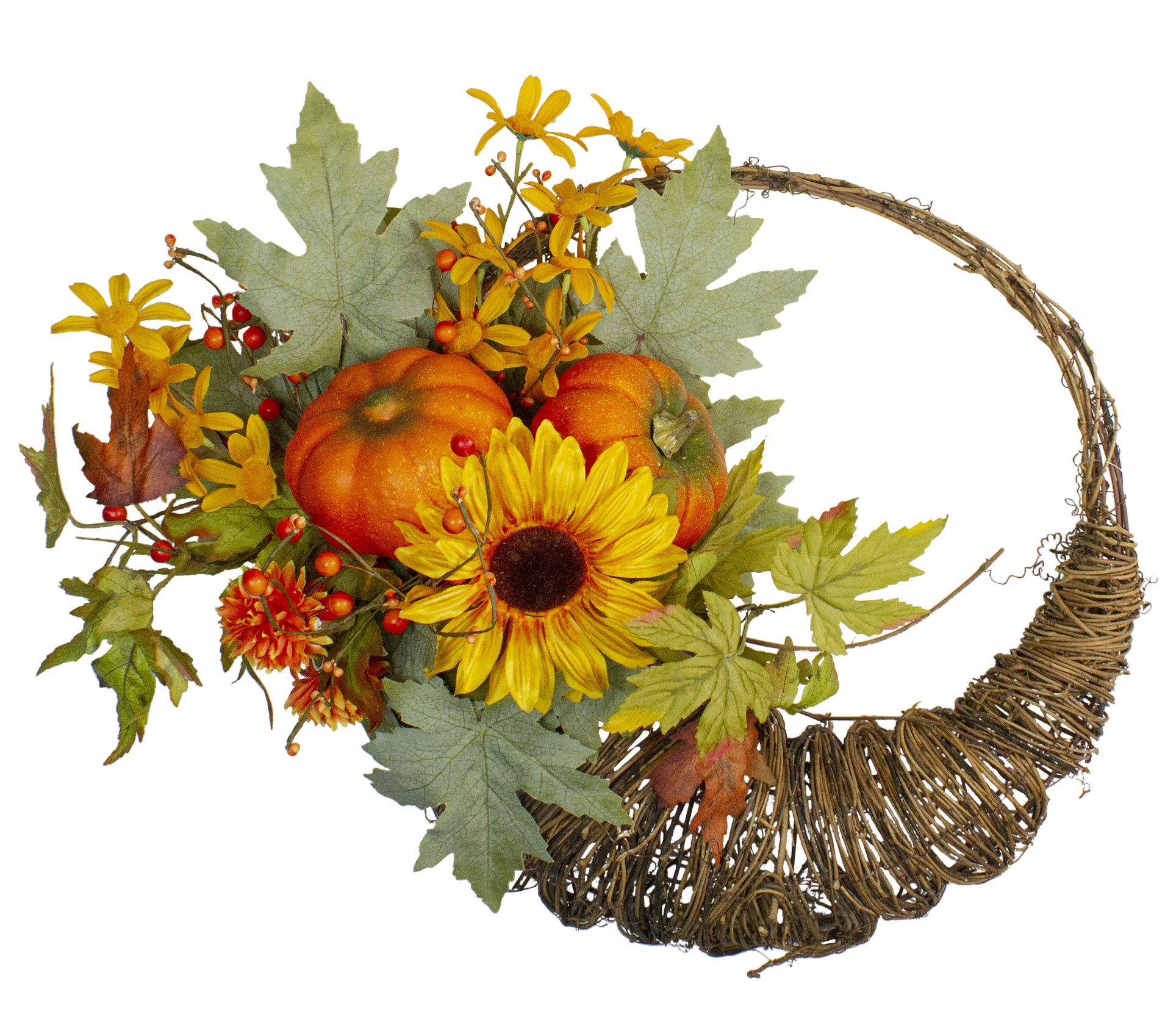 Northlight Cornucopia & Sunflower w/ Pumpkins Wreath 20"