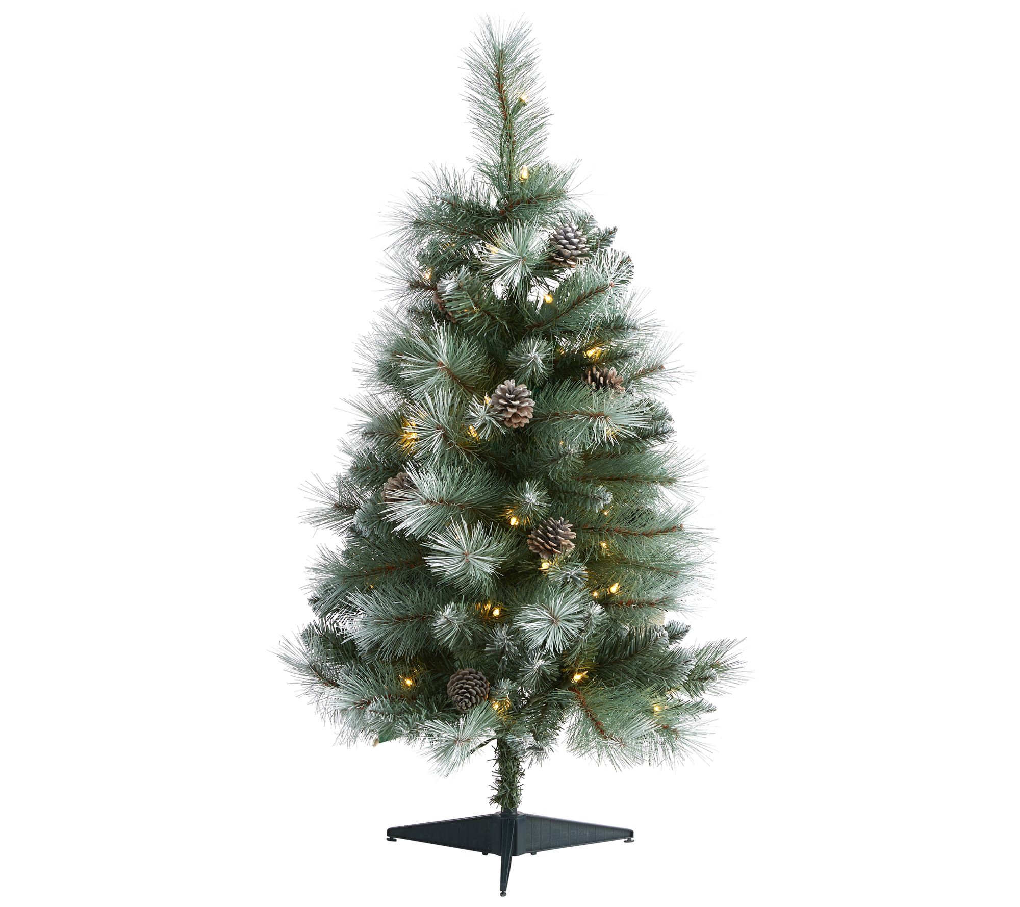 3' Lit Frosted Mountain Pine Christmas Tree byearly Natural - QVC.com