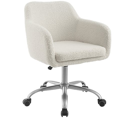Linon Home Riker Sherpa Comfortable Office Adjustable Chair