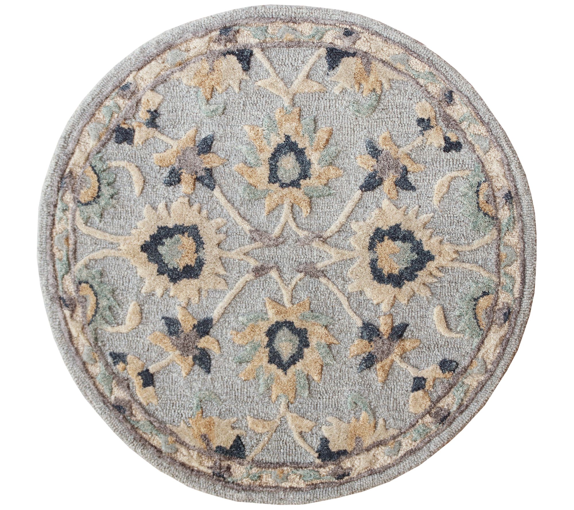 Ox Bay Traditional Floral Filigree Round Rug 3'Round