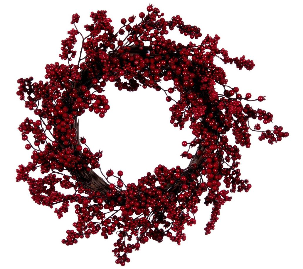Vickerman 24" Red Weather Resistant Berry Christmas Wreath