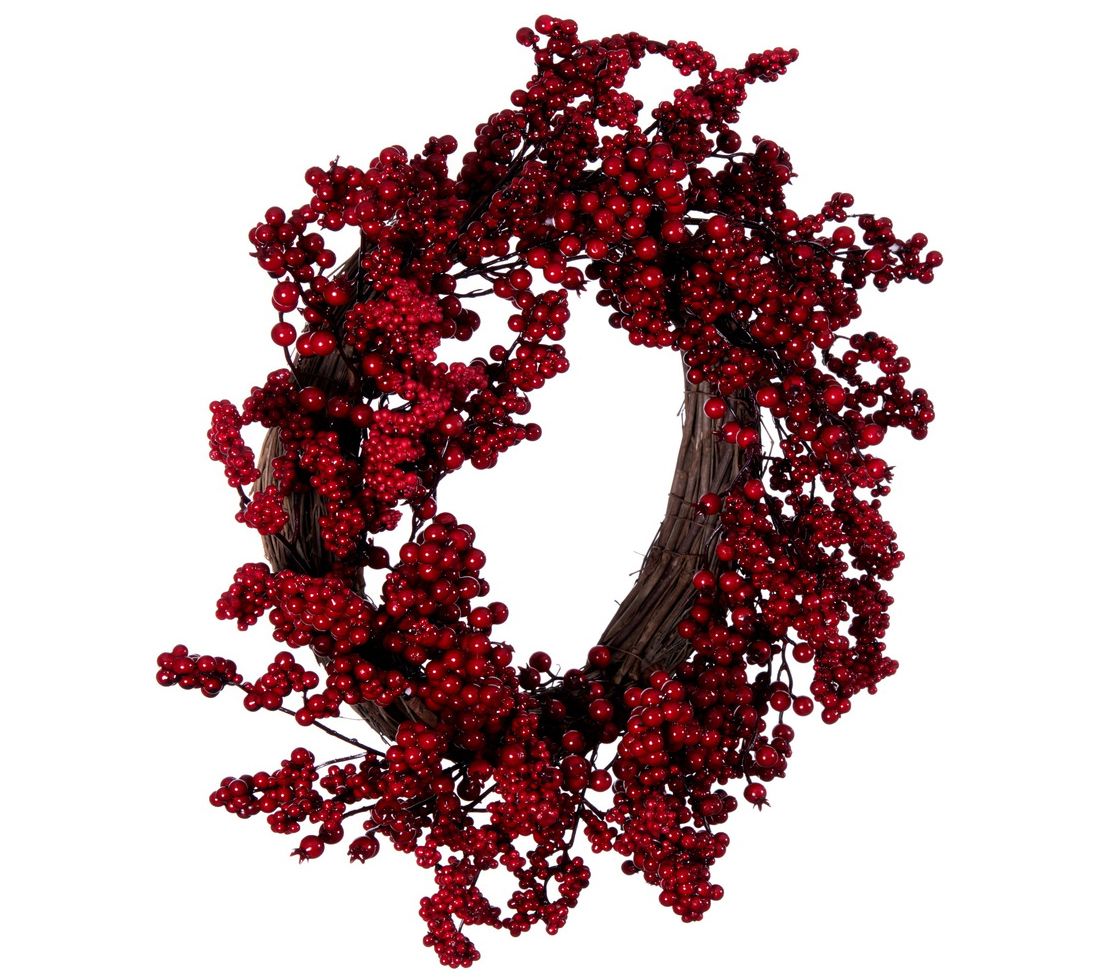 Vickerman 24" Red Weather Resistant Berry Christmas Wreath