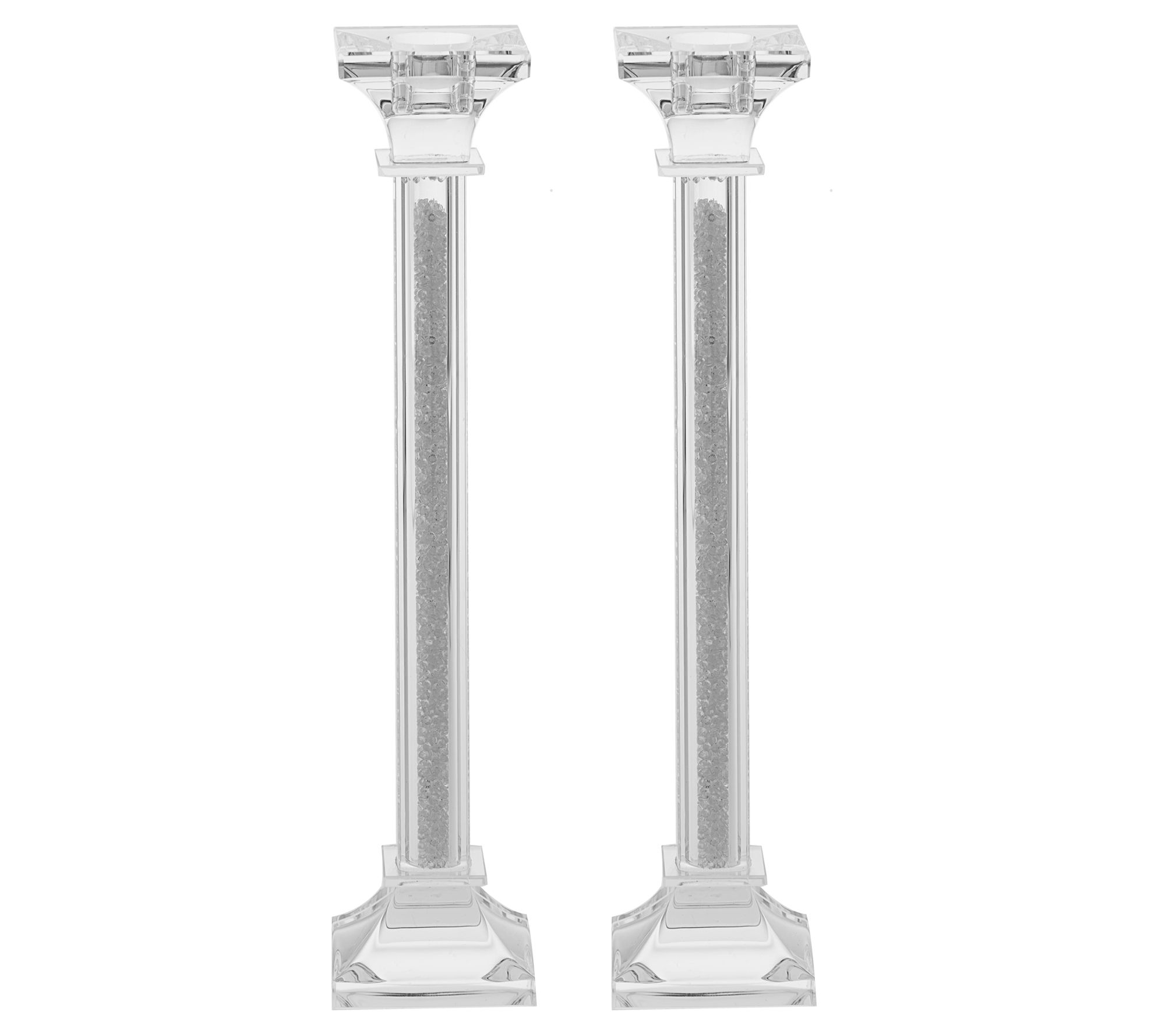 Copa Judaica Crystal Candlesticks with Silver Crushed Stones