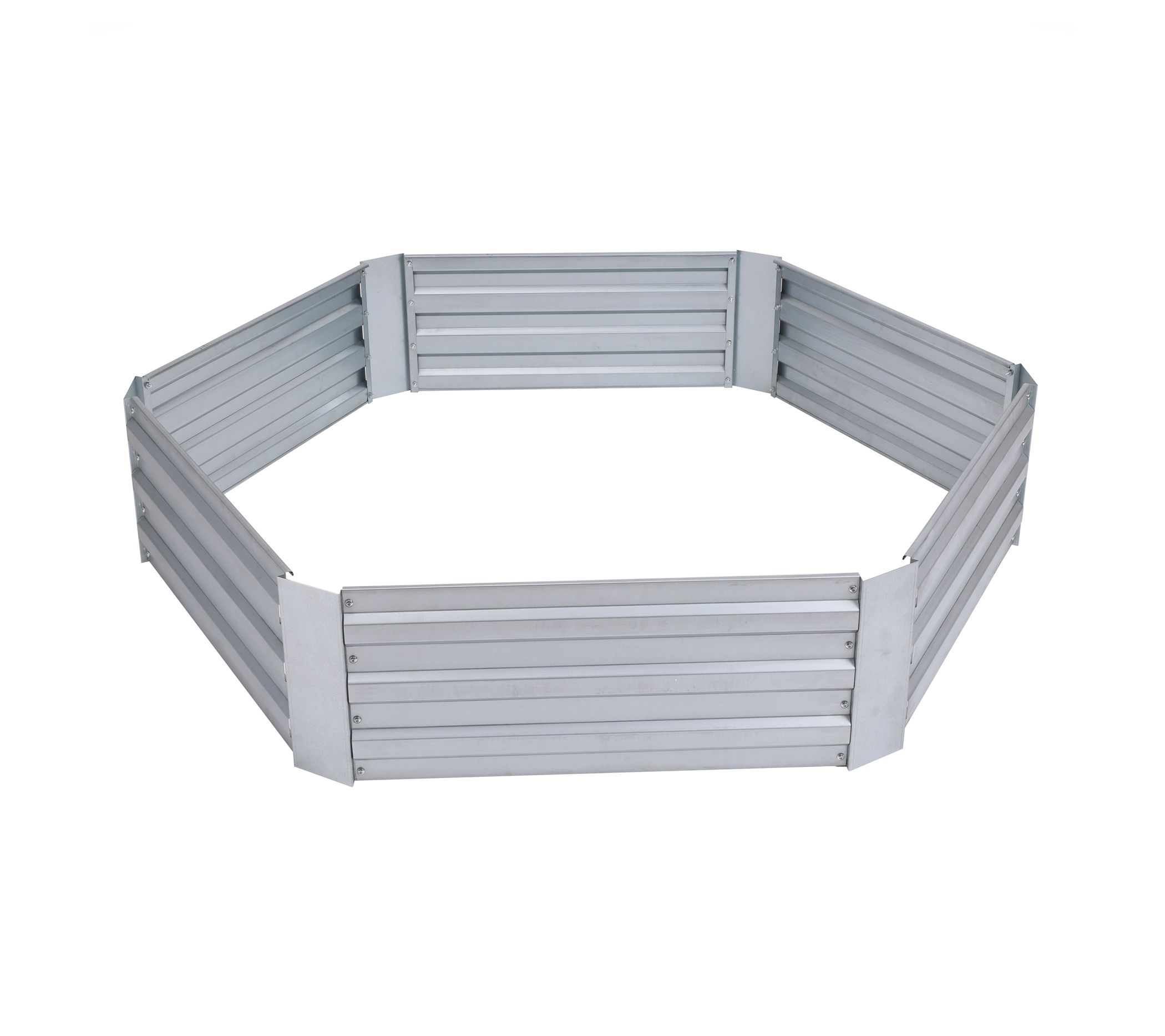 LuxenHome Galvanized Steel Hexagon Raised Garden Bed Planter