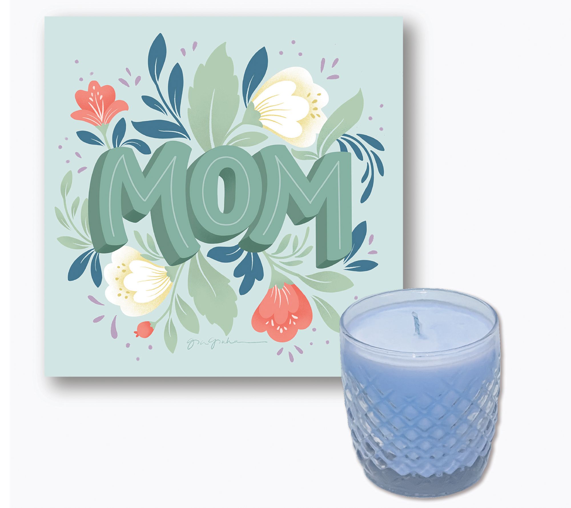 Courtside Mom 8x8 Art Board & 9 oz Candle Set