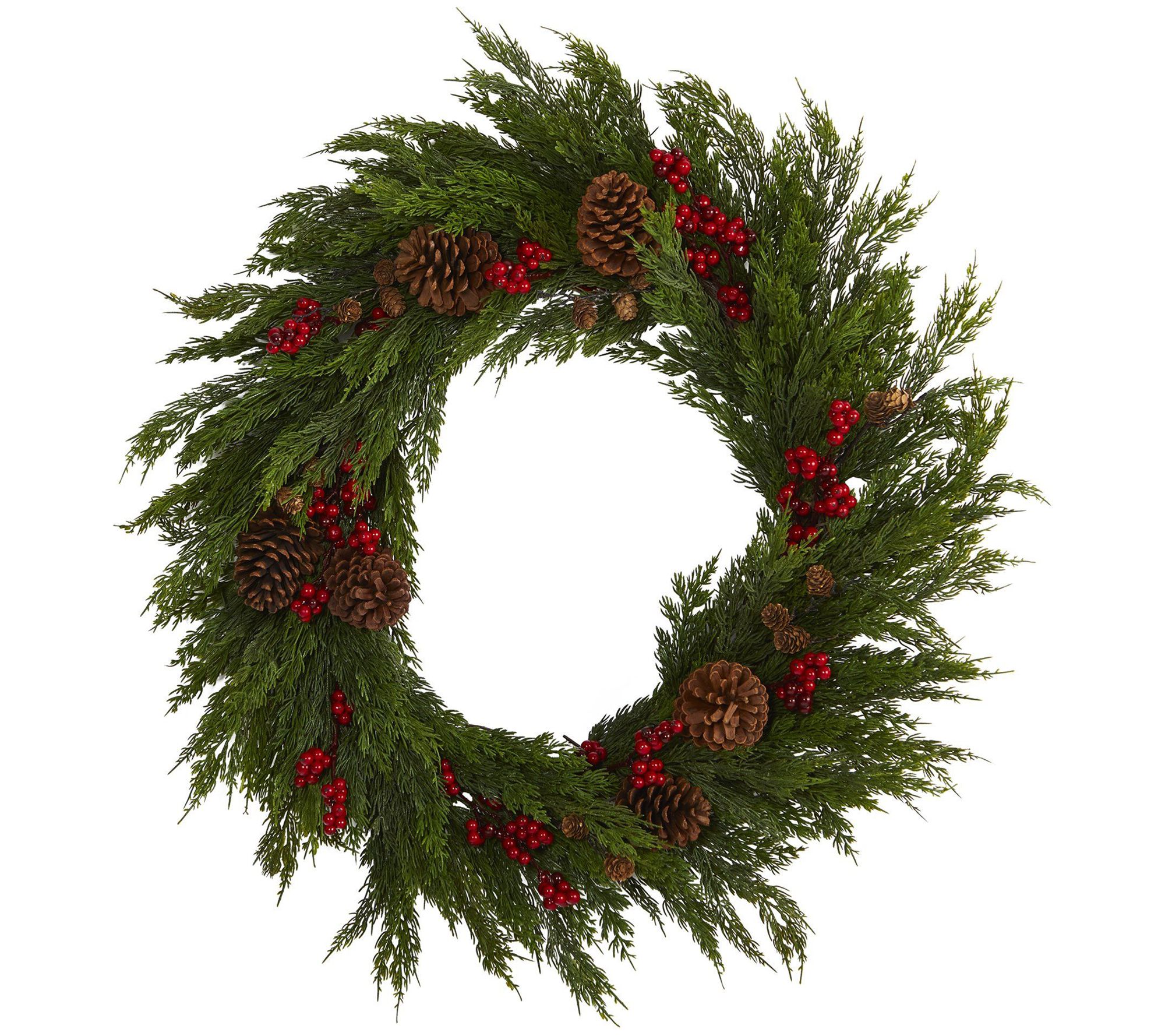 Nearly Natural 32-in Cypress w/Berries & Pine Cones  Wreath