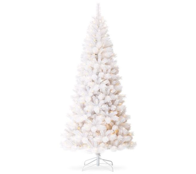 7.5' Slim White Iridescent Prelit Christmas Tree