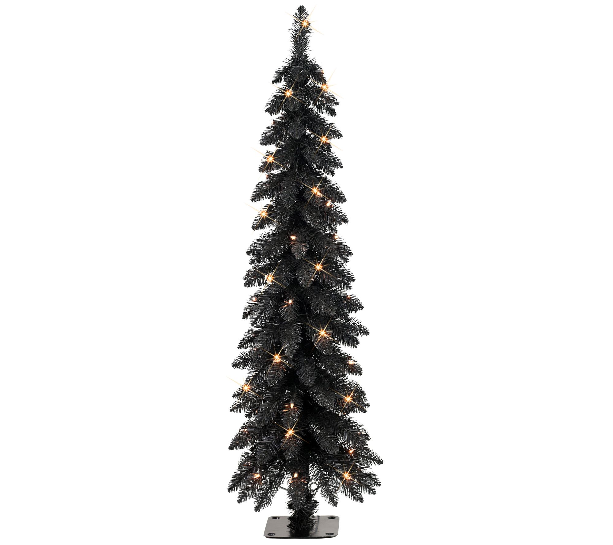 Puleo International 4ft Pre-Lit Black Alpine Pencil Tree