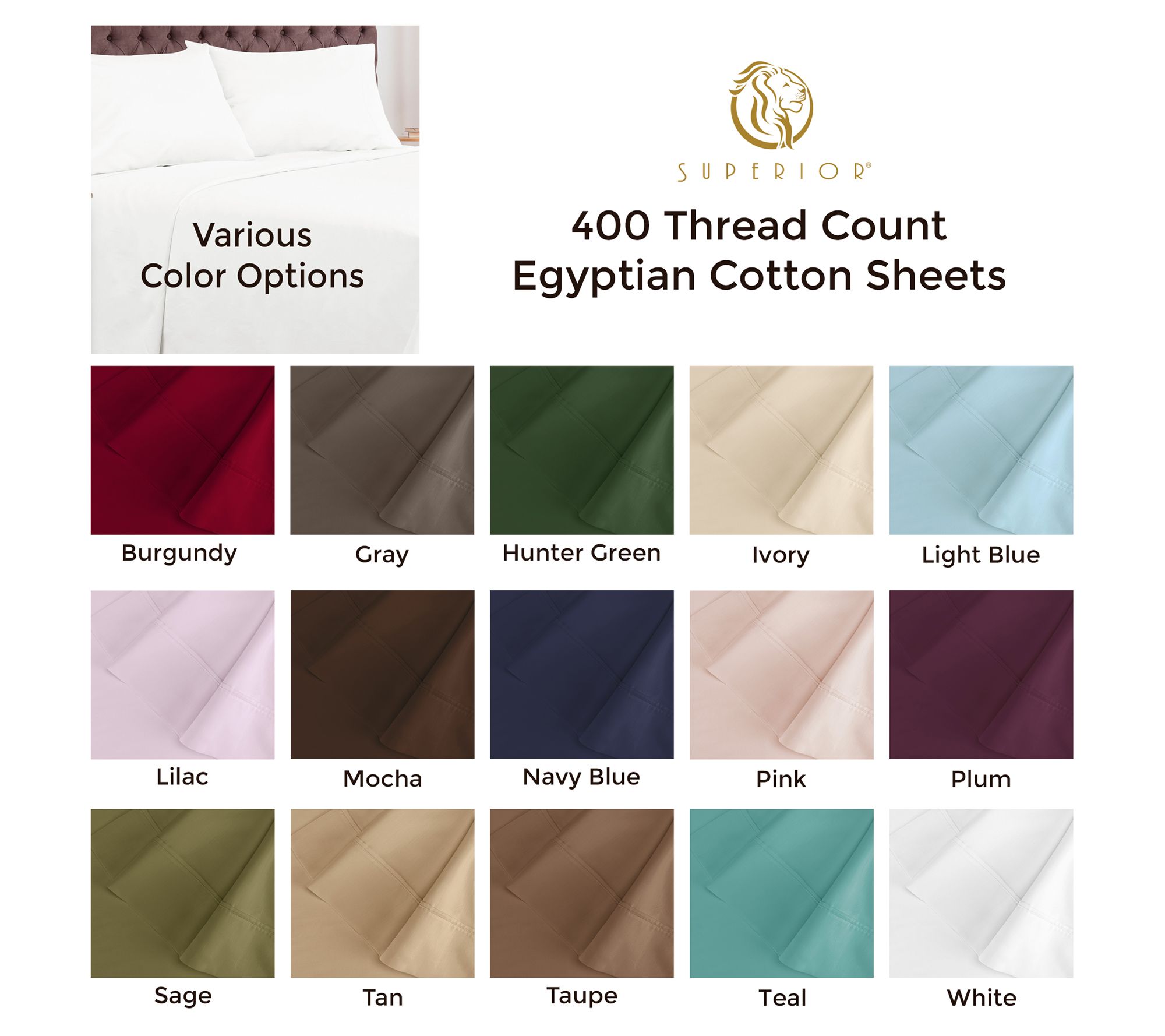 Superior Egyptian Cotton 400-TC Solid Sheet Set , Cal.King - QVC.com