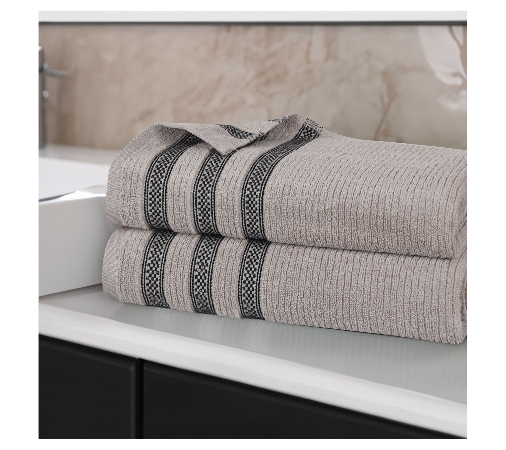 Superior 2pc Soft Zero Twist Cotton Ribbed Plush Bath Sheets