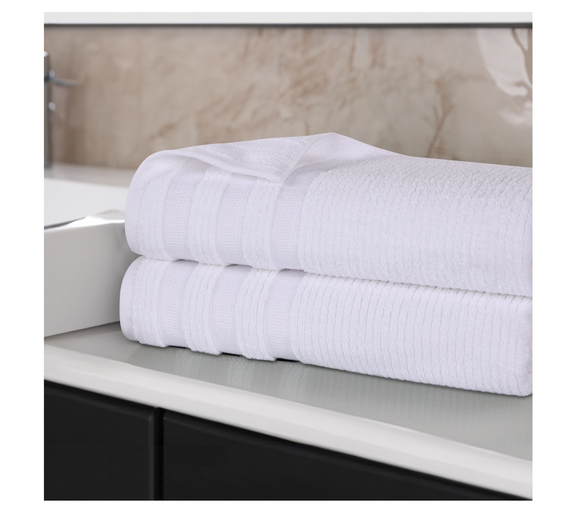 Superior 2pc Soft Zero Twist Cotton Ribbed Plush Bath Sheets