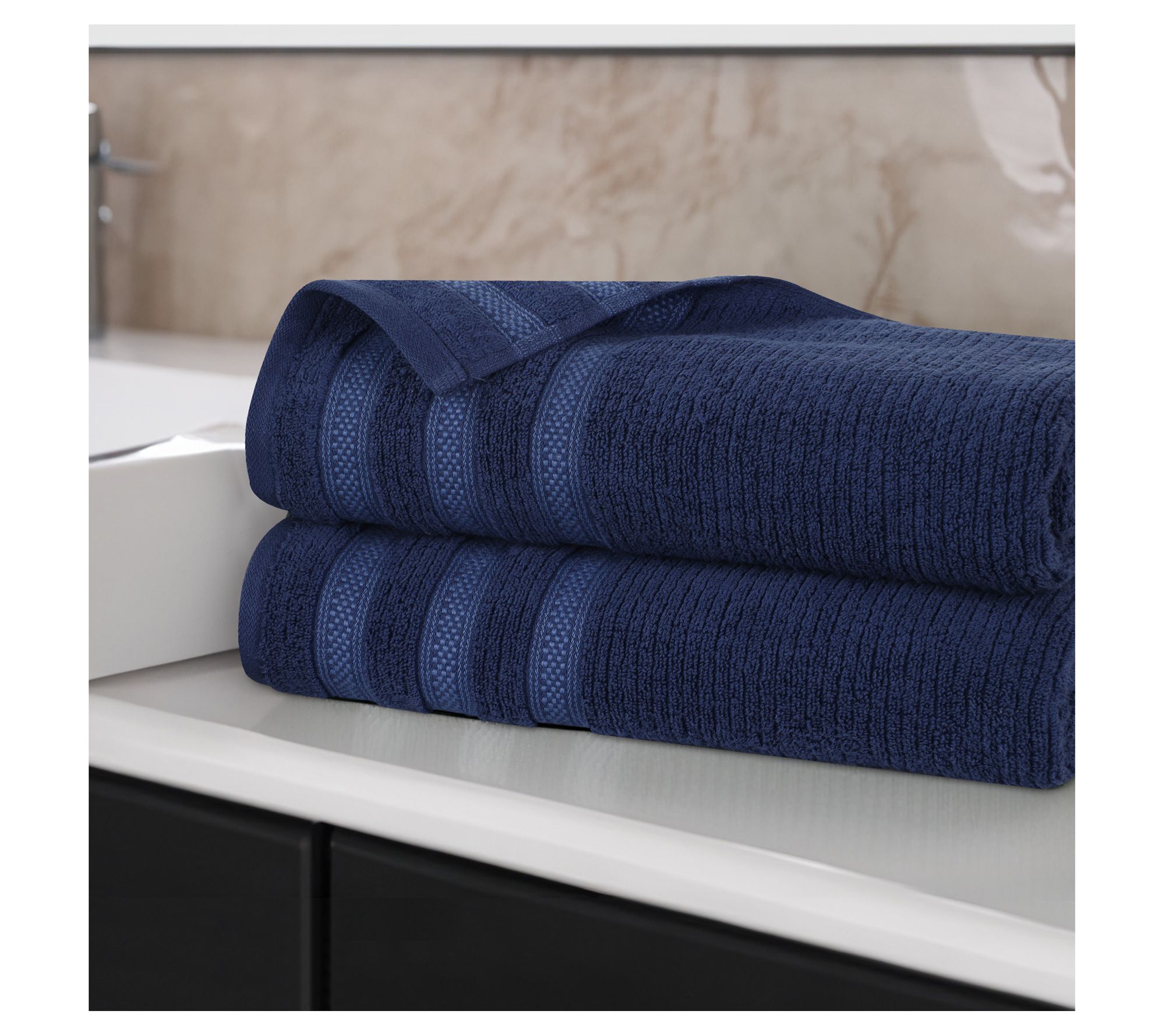 Superior 2pc Soft Zero Twist Cotton Ribbed Plush Bath Sheets