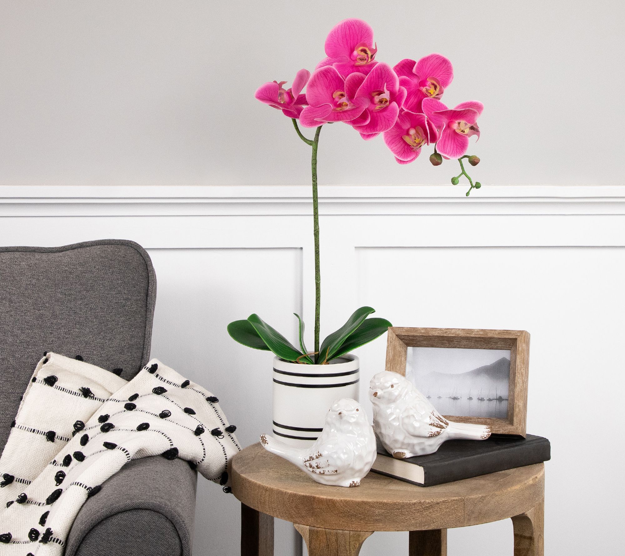 Northlight Real Touch Pink Artificial Orchids in Ceramic Pot