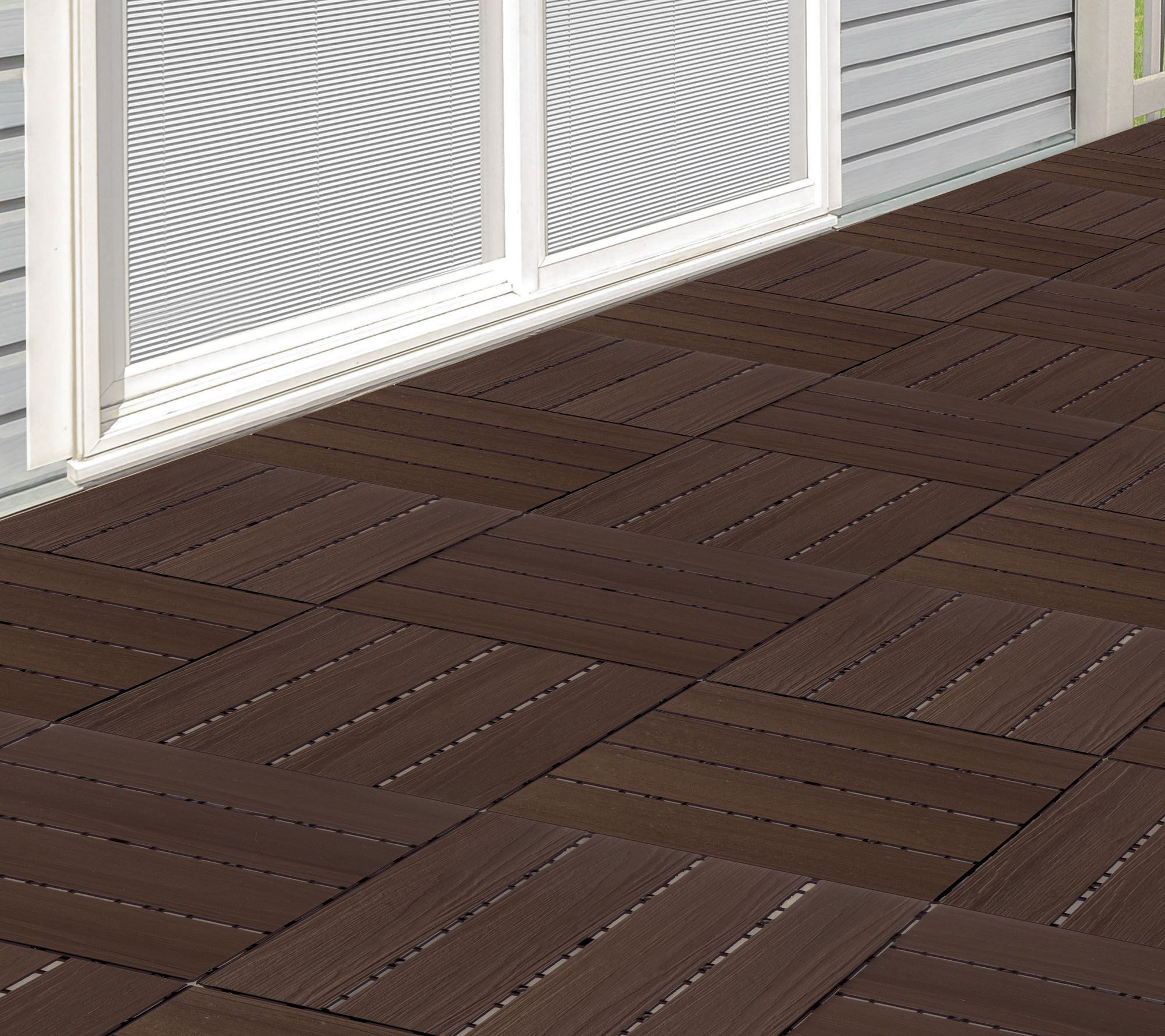 Pure Garden 30-Pack Wood Plastic Composite Interlocking Tiles