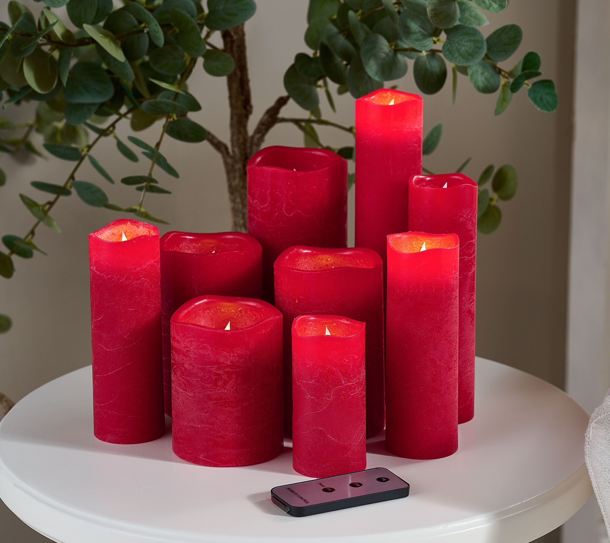 Home Reflections Flameless 9pc Decorator Set of Pillars