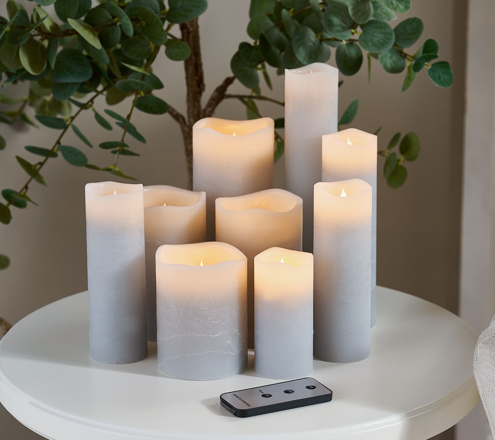 Home Reflections Flameless 9pc Decorator Set of Pillars