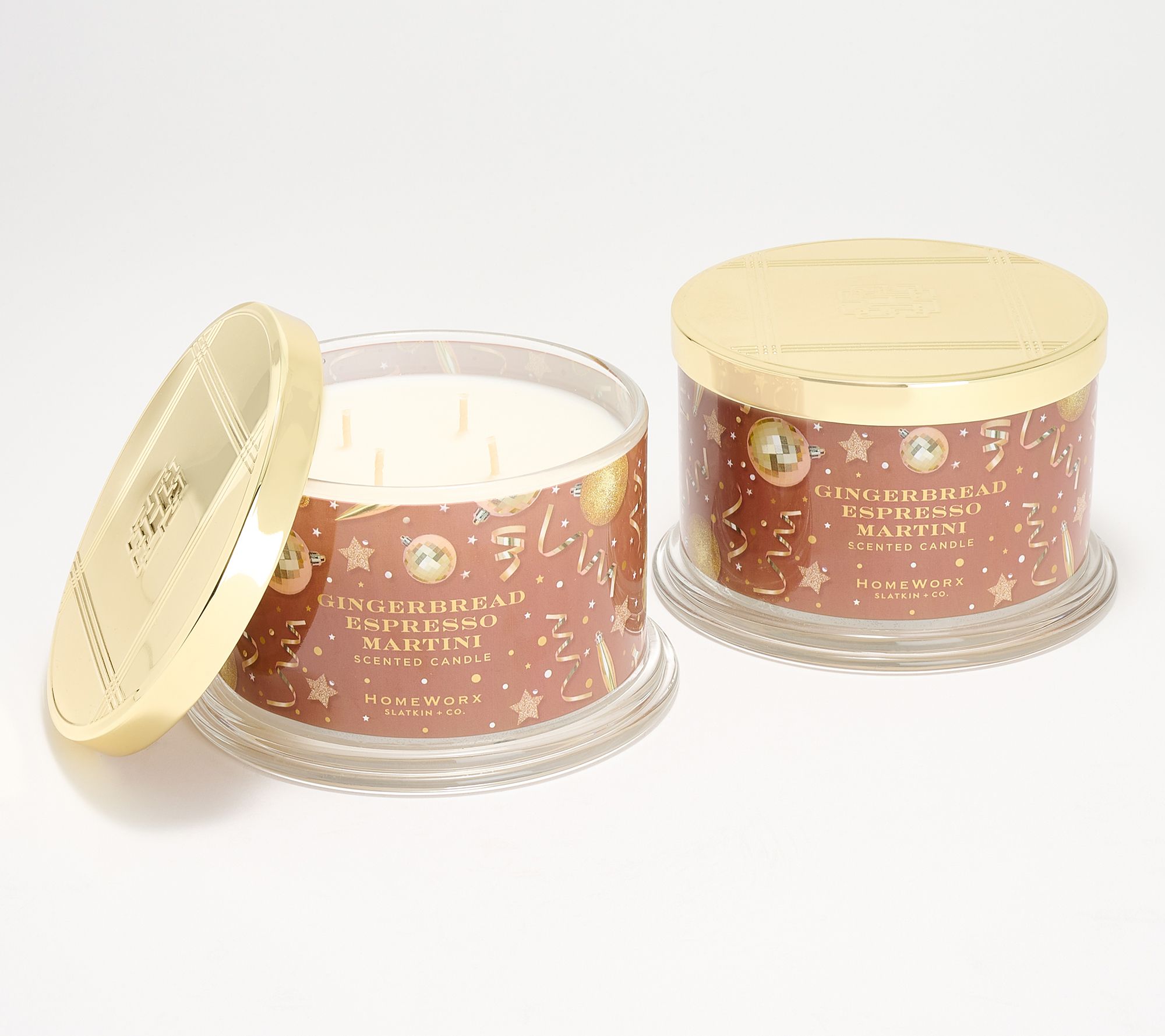 HomeWorx by Slatkin + Co. S/2 18oz Non- Stop Holiday Party Candles