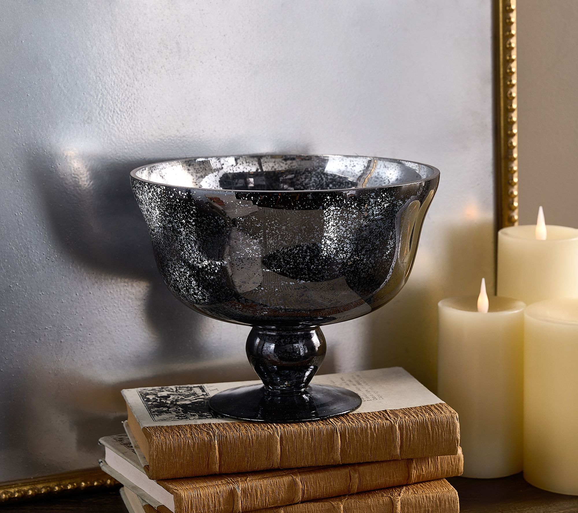 Mercury Glass Footed Bowl by Valerie