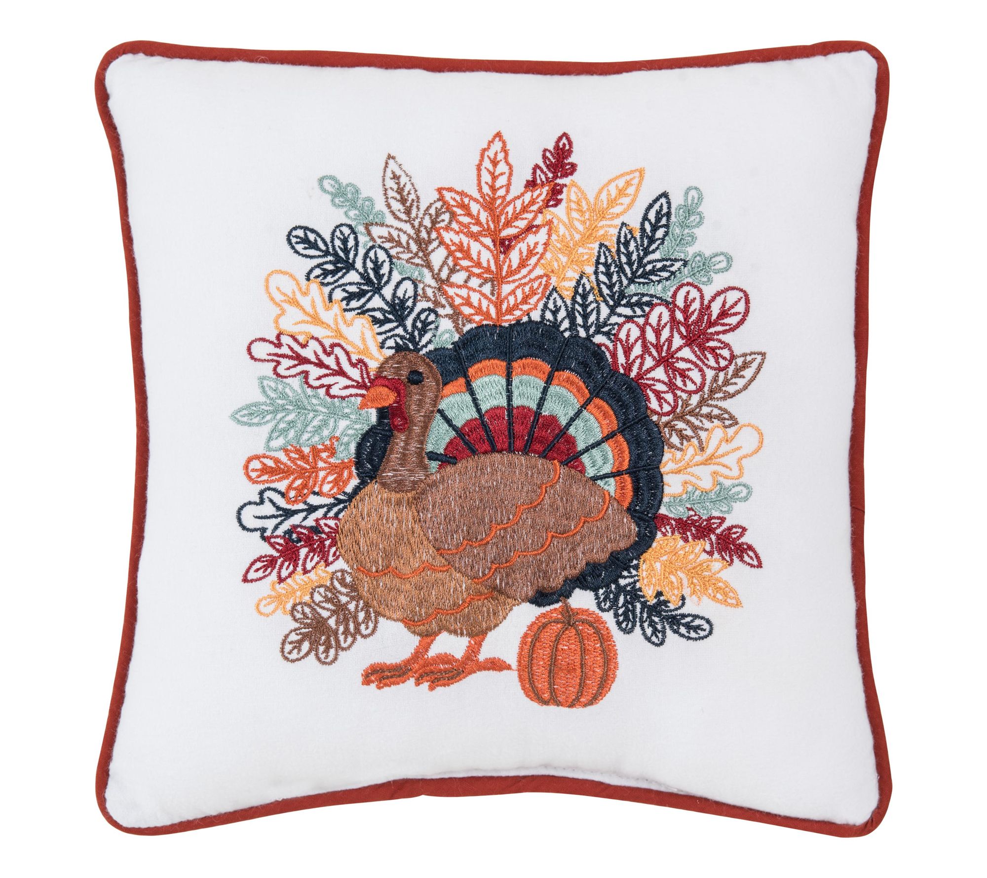 Colorful Harvest Turkey Pillow by Valerie