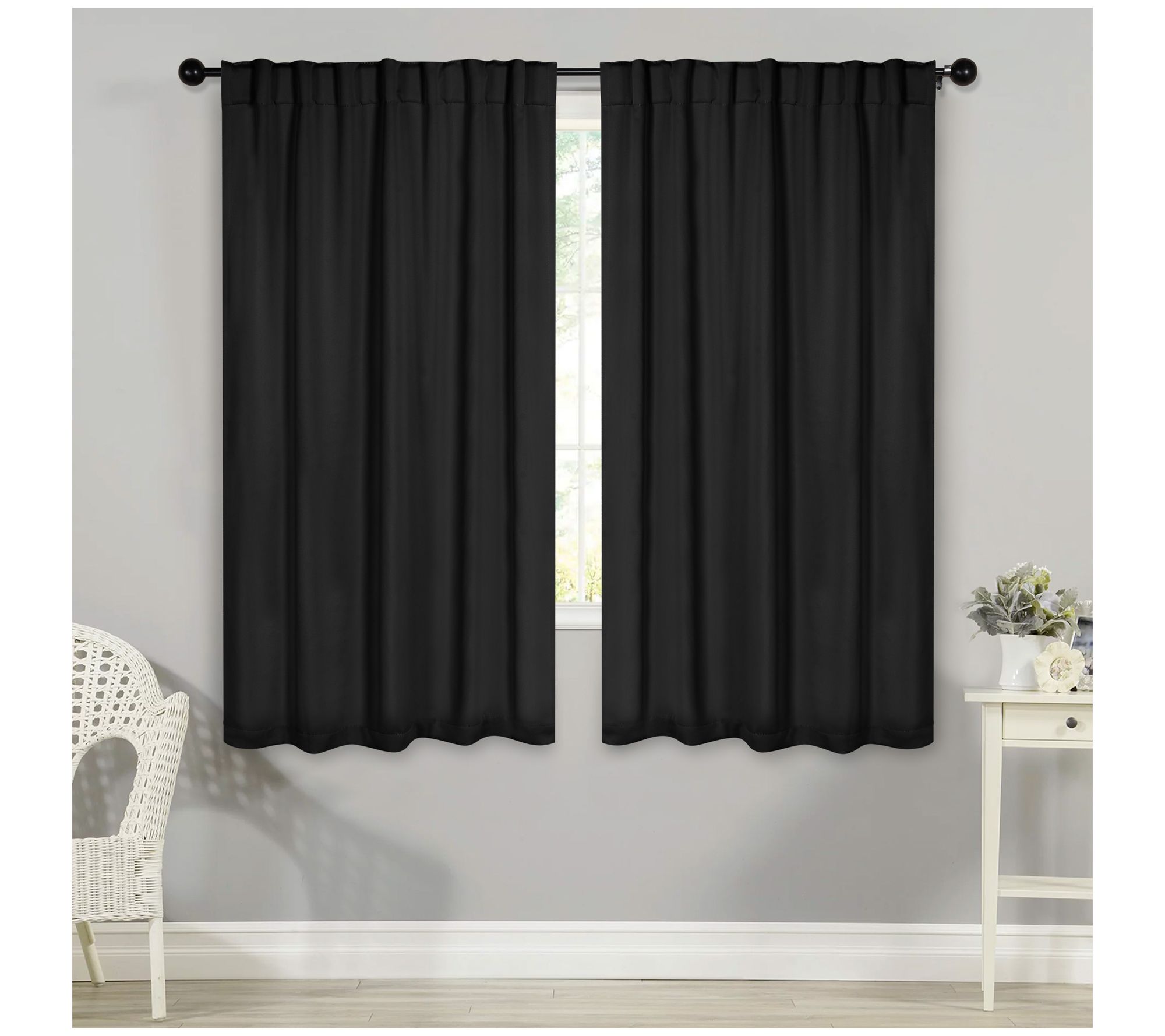Superior Solid Blackout 2 Piece Back Tab Curtai n Set, 52x63