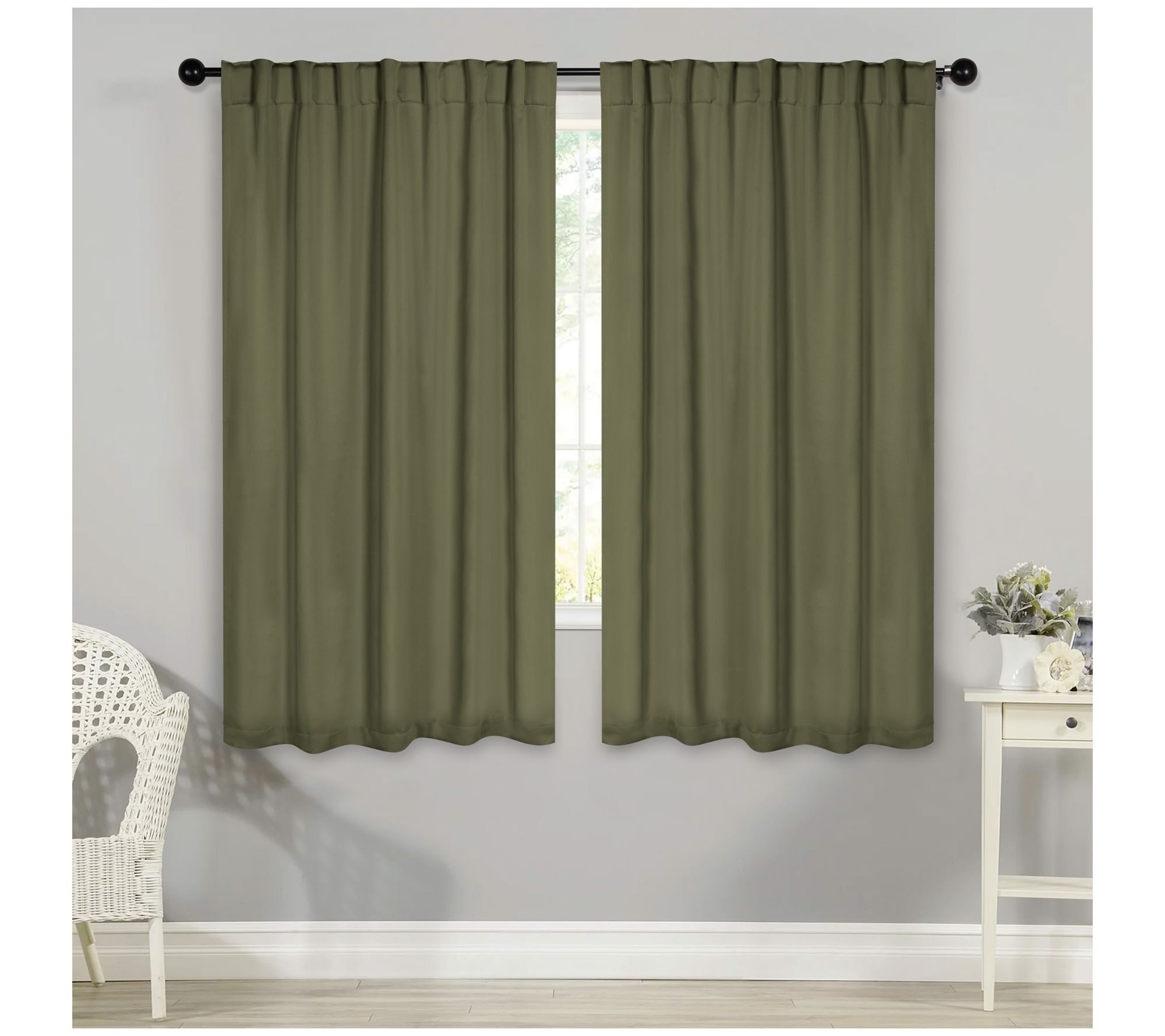 Superior Solid Blackout 2 Piece Back Tab Curtai n Set, 52x63