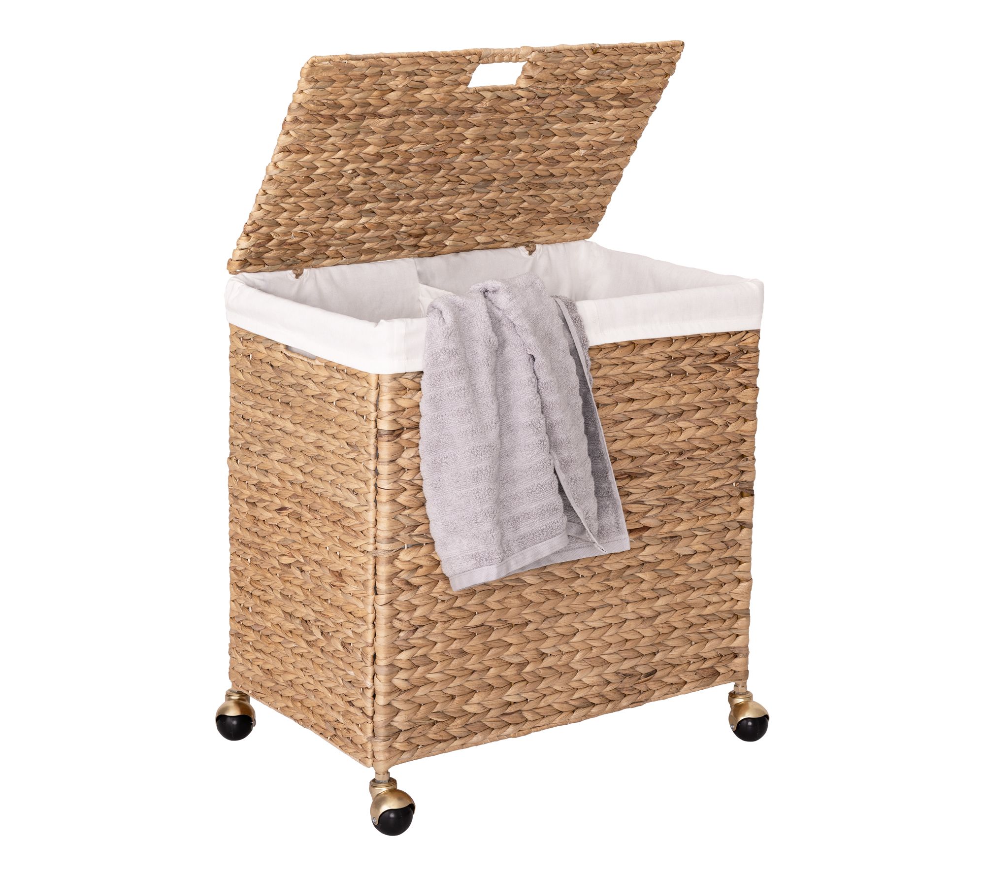 Seville Classics Water Hyacinth Double Laundry Hamper- Casters - Qvc.com