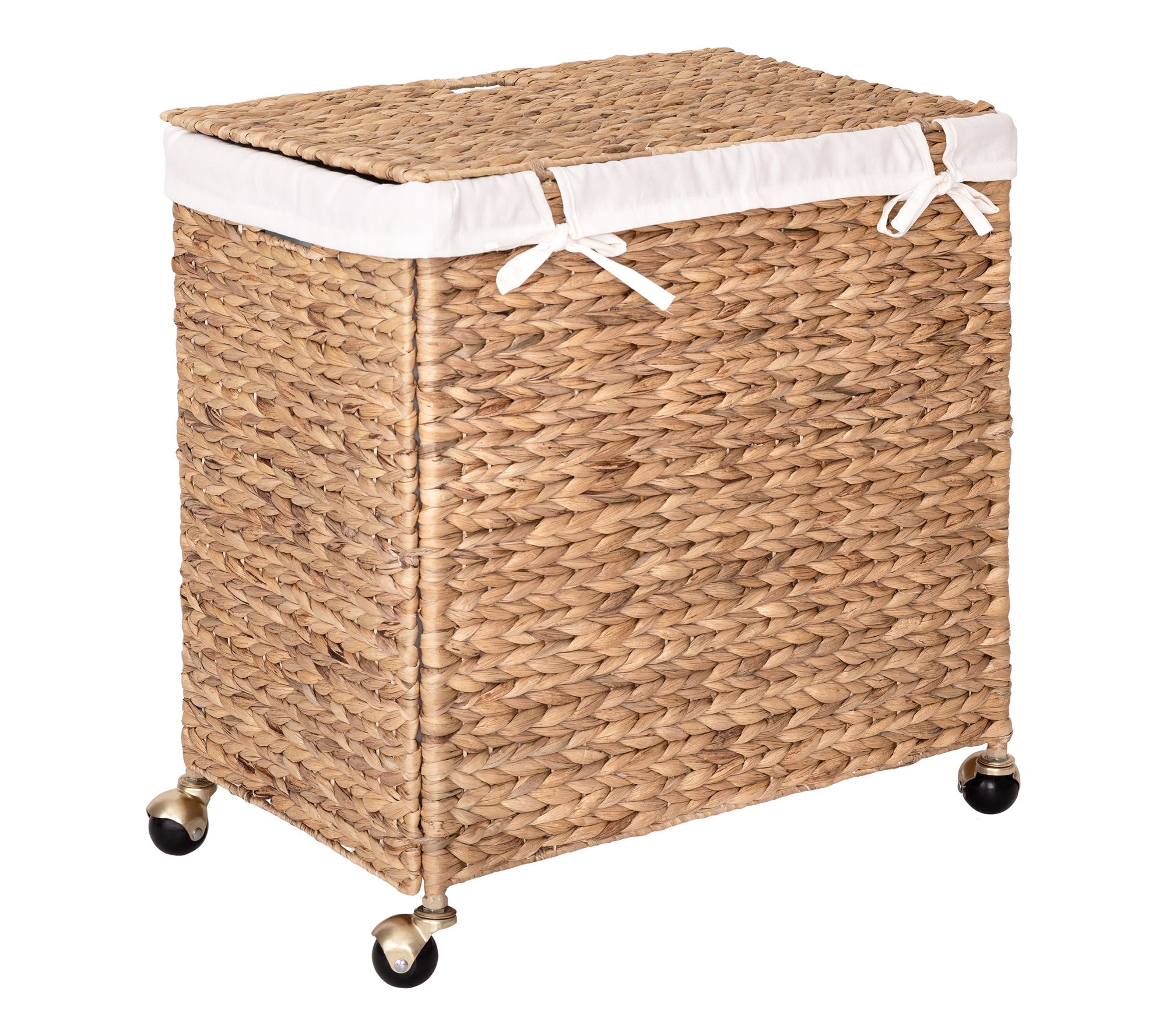 Seville Classics Water Hyacinth Double Laundry Hamper- Casters - QVC.com