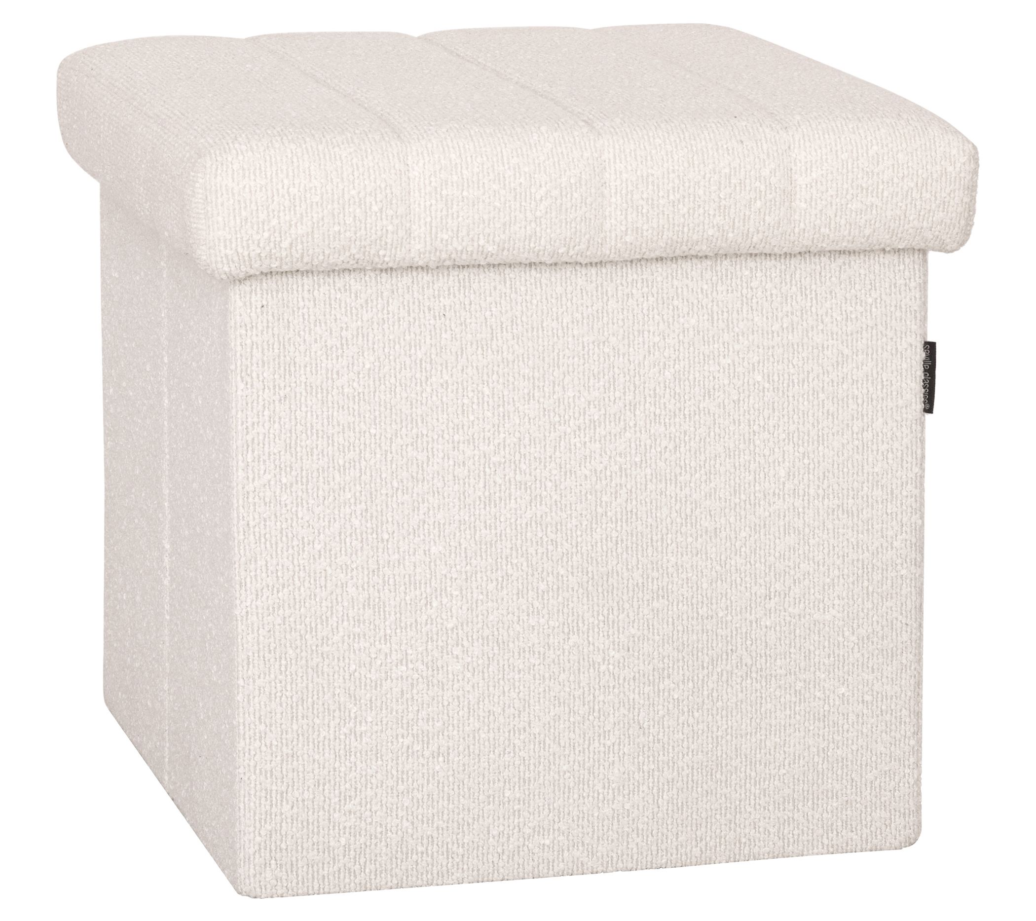 Seville Classics White Boucle Storage Ottoman,15.7