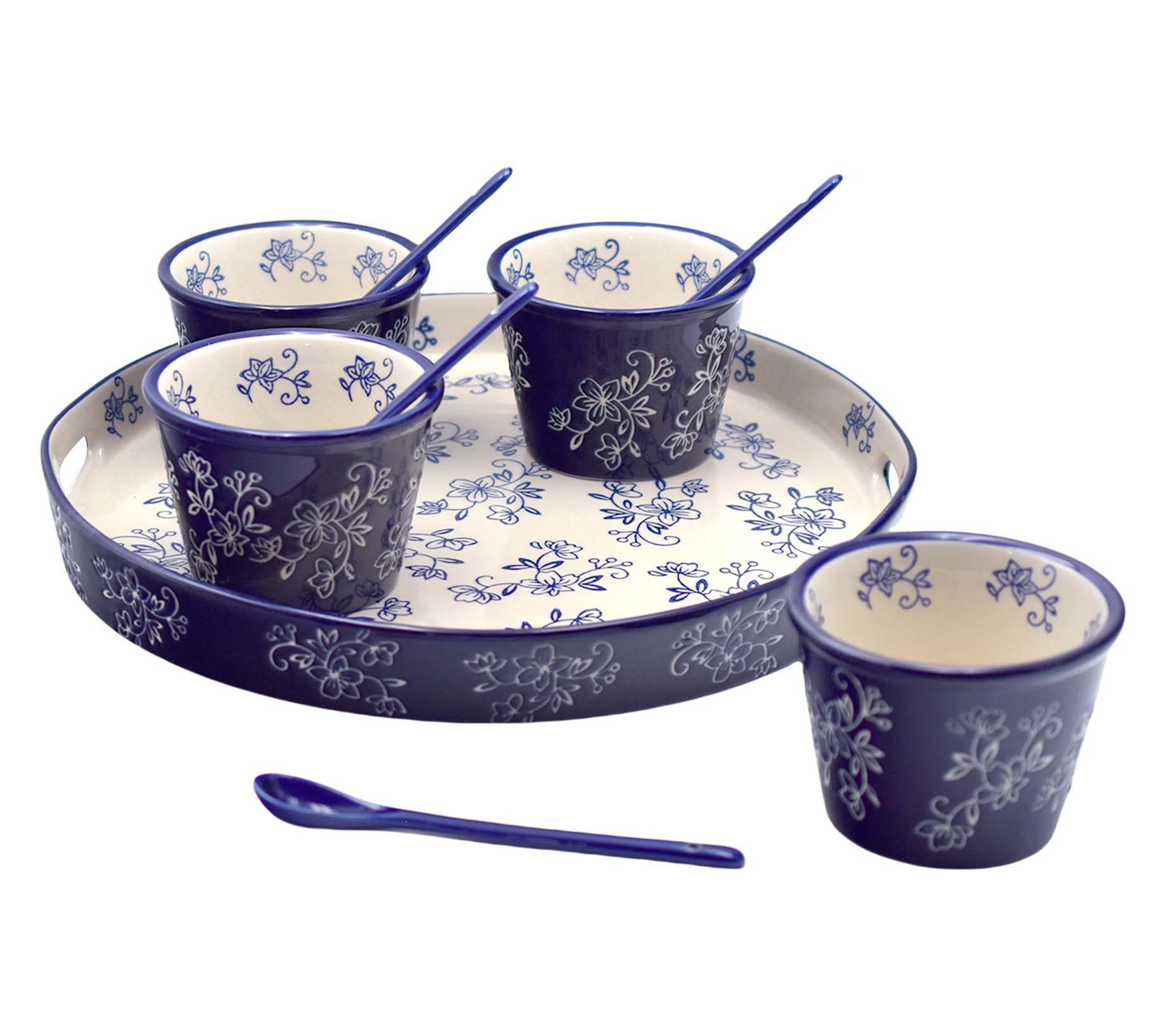 Temp-tations Floral Lace Round Stoneware Serving Set