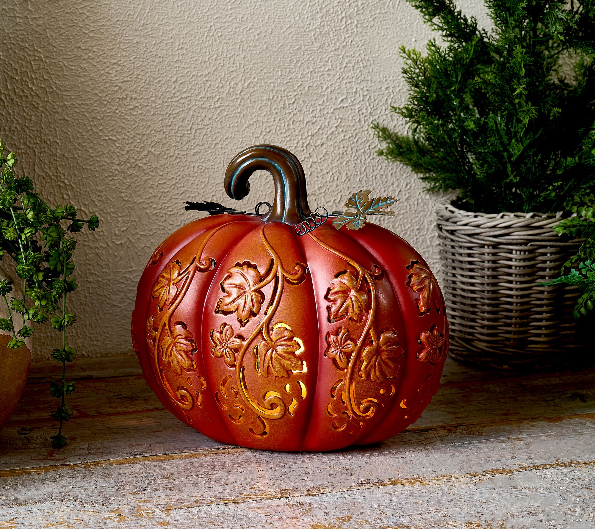 As Is Indoor/Outdoor 14" Illuminated Oversize Pumpkin-Valerie