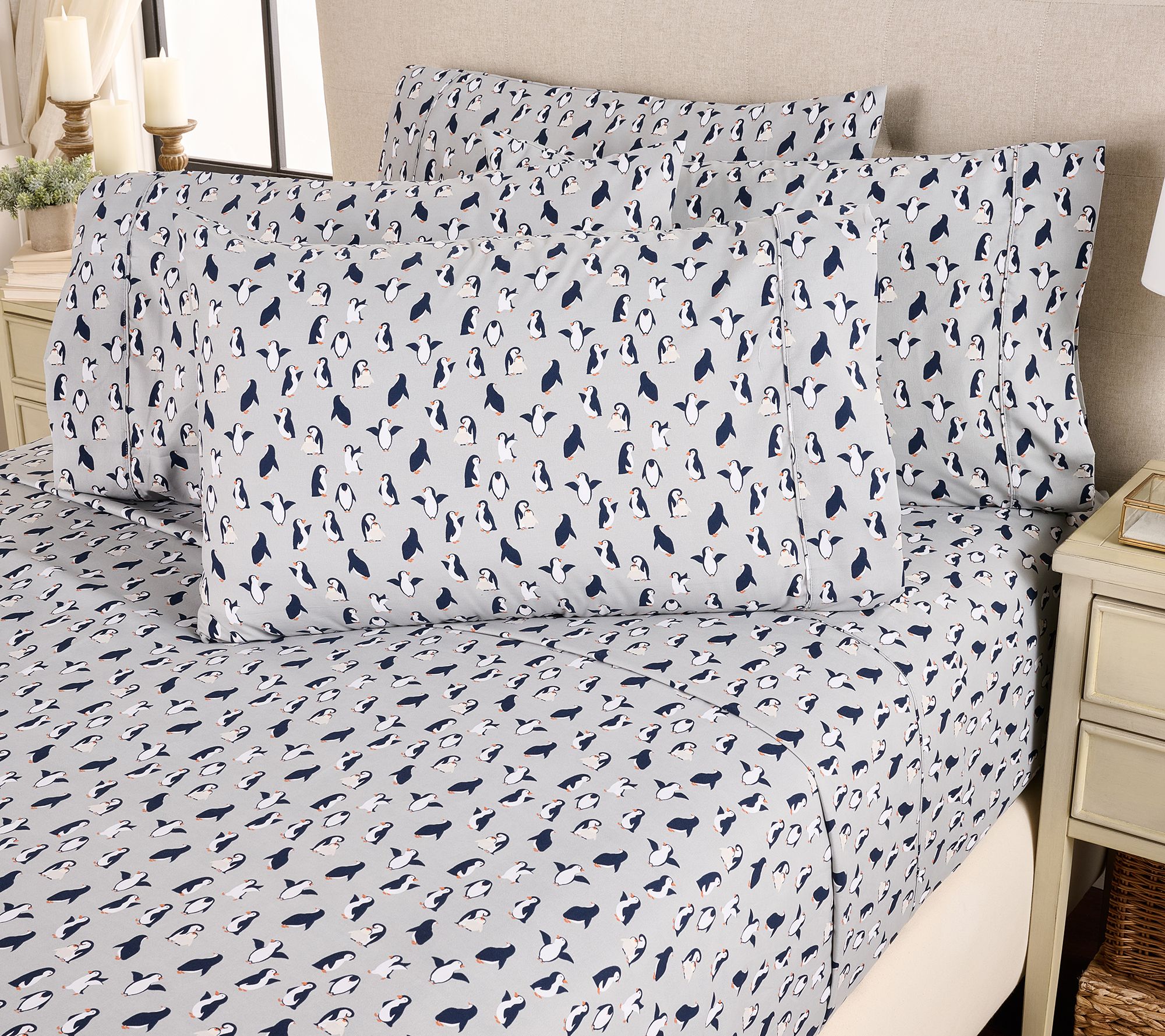"As Is" Home Reflections Double Brushed Holiday Sheet Set w/Extra