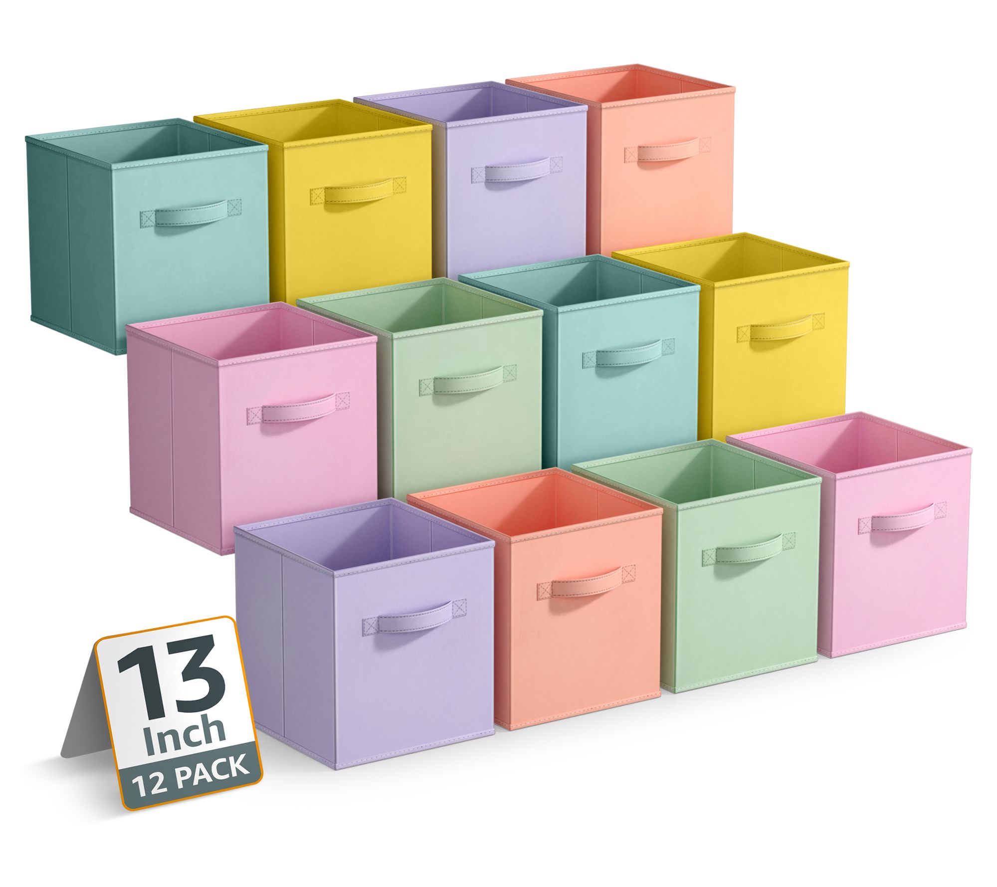Sorbus Large 13" Storage Bins with Handles, 12Pk Pastel Set 1