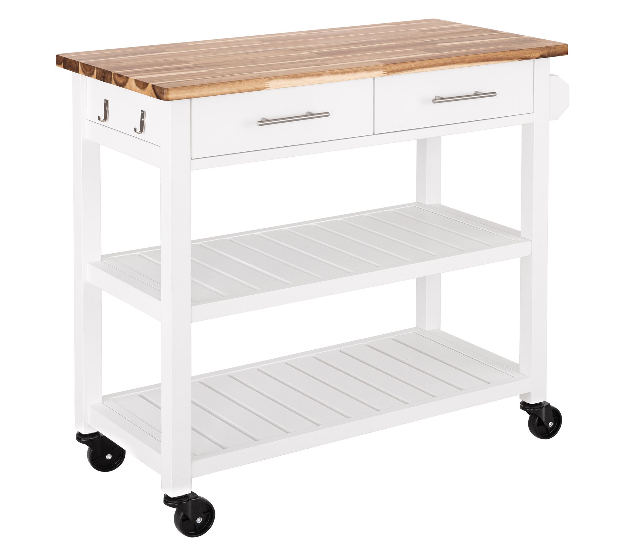 Seville Classics Acacia Top Kitchen Cart, 38.4" W x 18.5" D