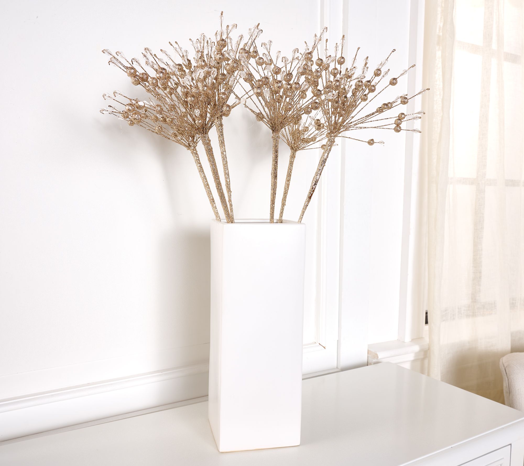 "As Is" Set of 6 24" Glittered Crystal & Bead Branch Picks by Kim Gravel