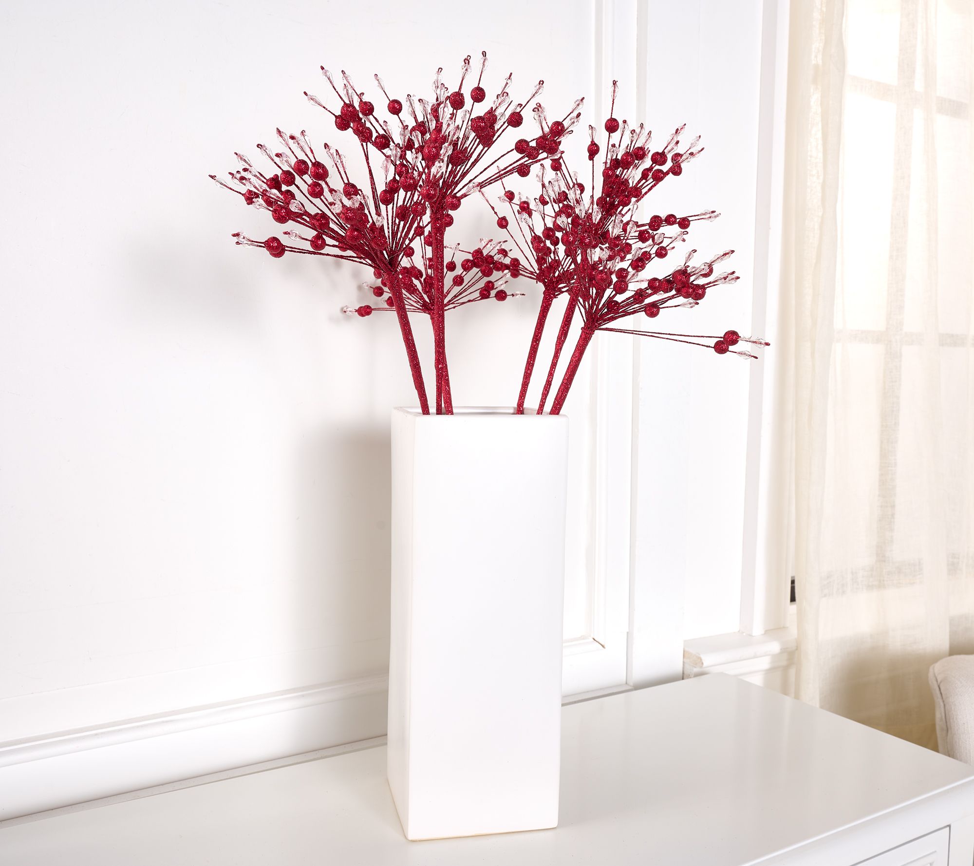 "As Is" Set of 6 24" Glittered Crystal & Bead Branch Picks by Kim Gravel