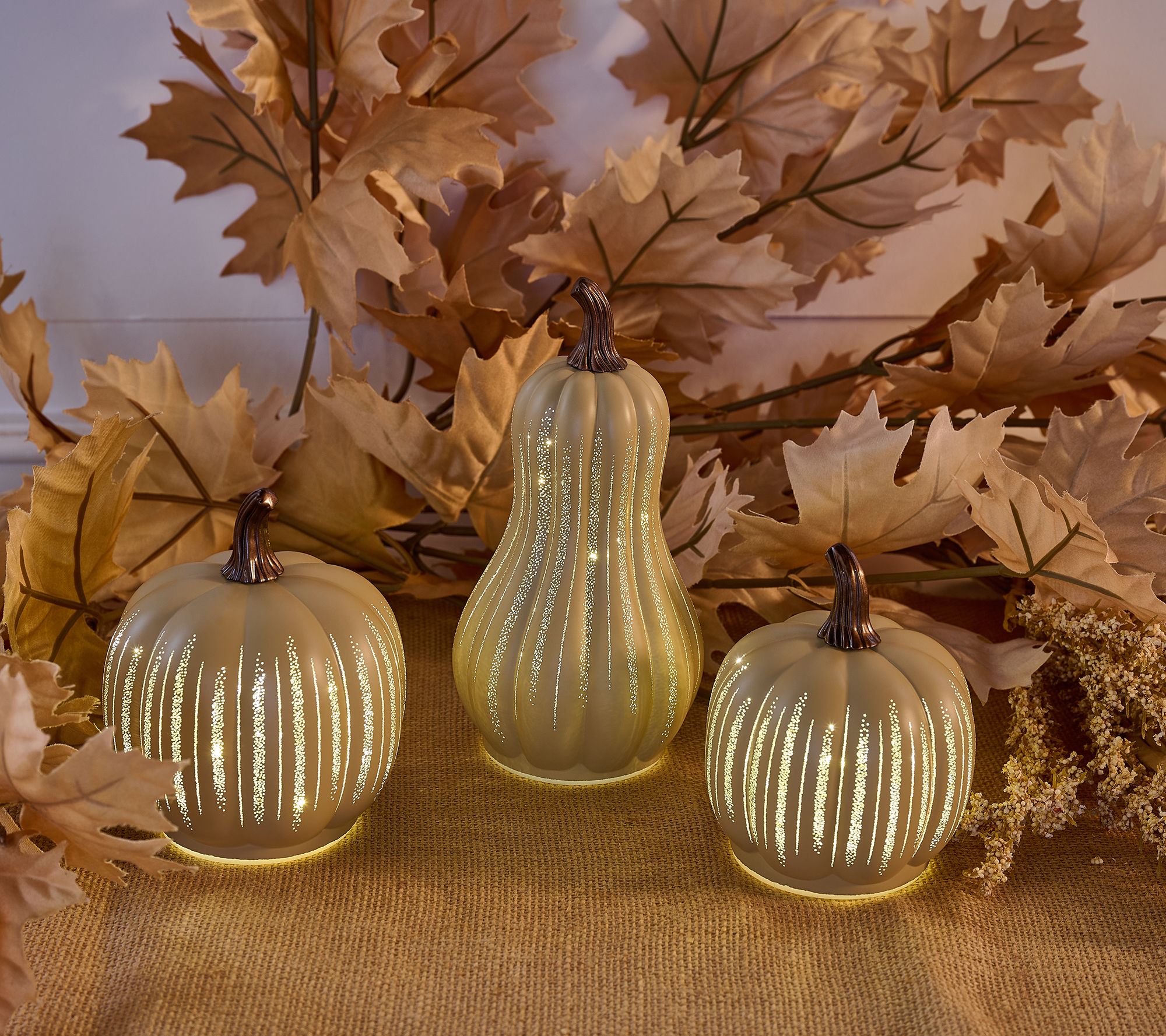 "As Is" Set of 3 Mini Starry Night Glass Pumpkins and Gourd