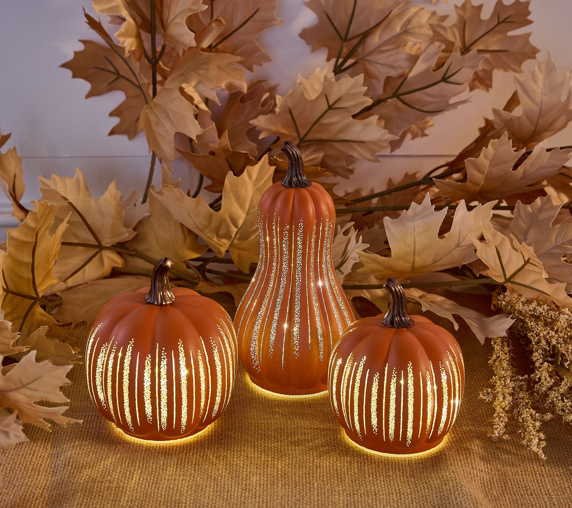 "As Is" Set of 3 Mini Starry Night Glass Pumpkins and Gourd