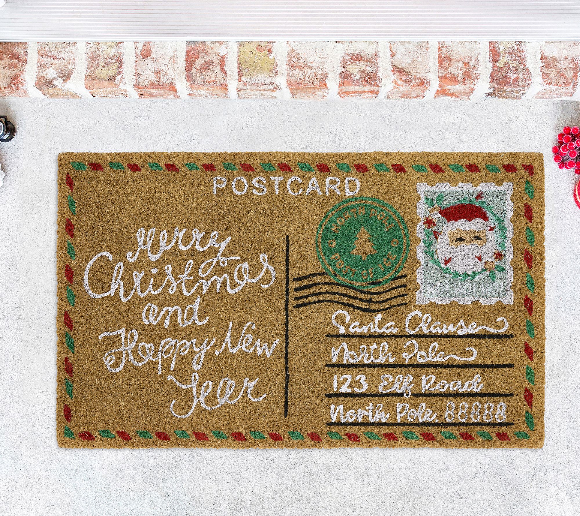 VCNY Home Multi Holiday Postcard Outdoor Coir Doormat