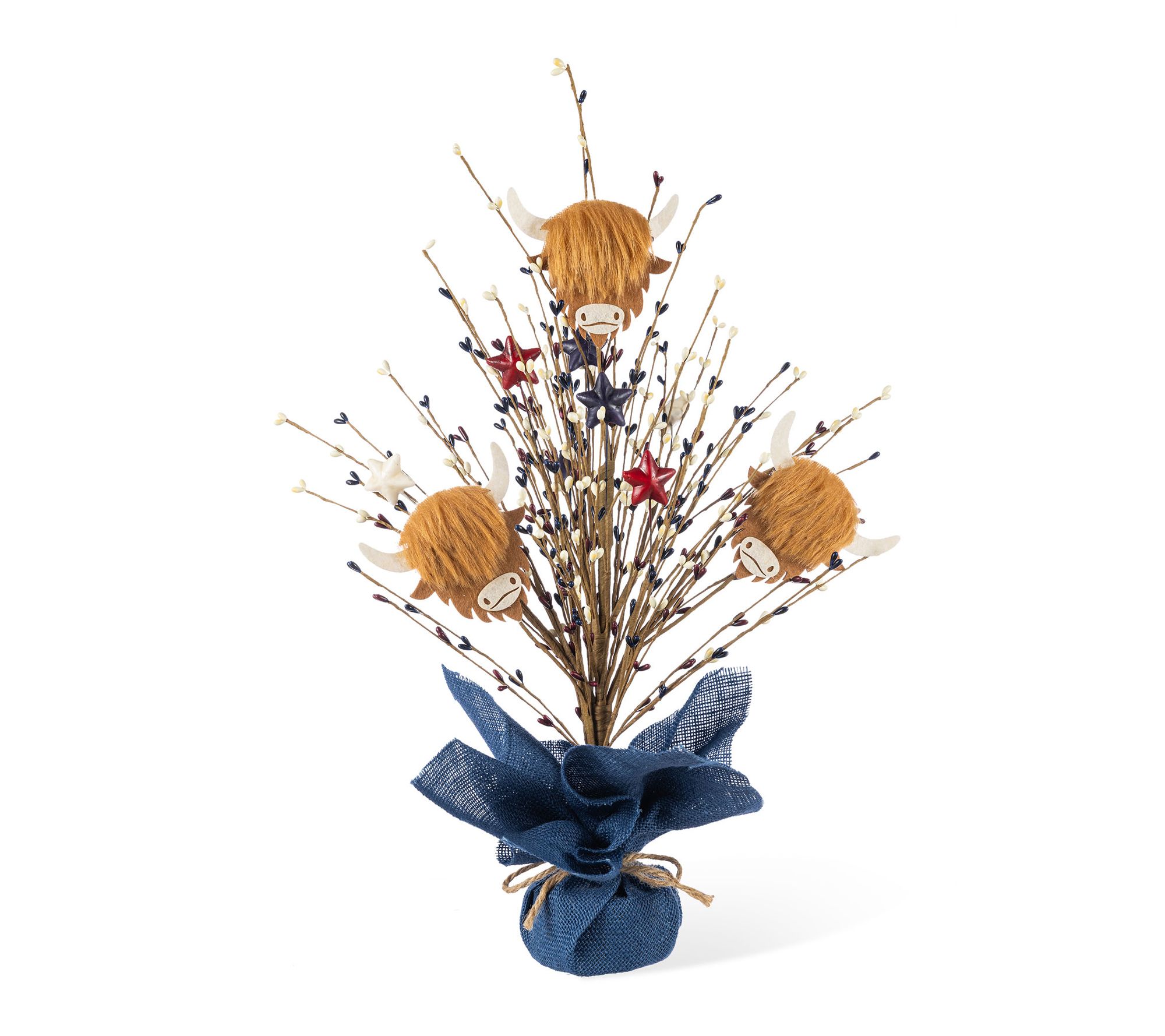 Glitzhome 21"H Patriotic Americana Highland CowTable Tree