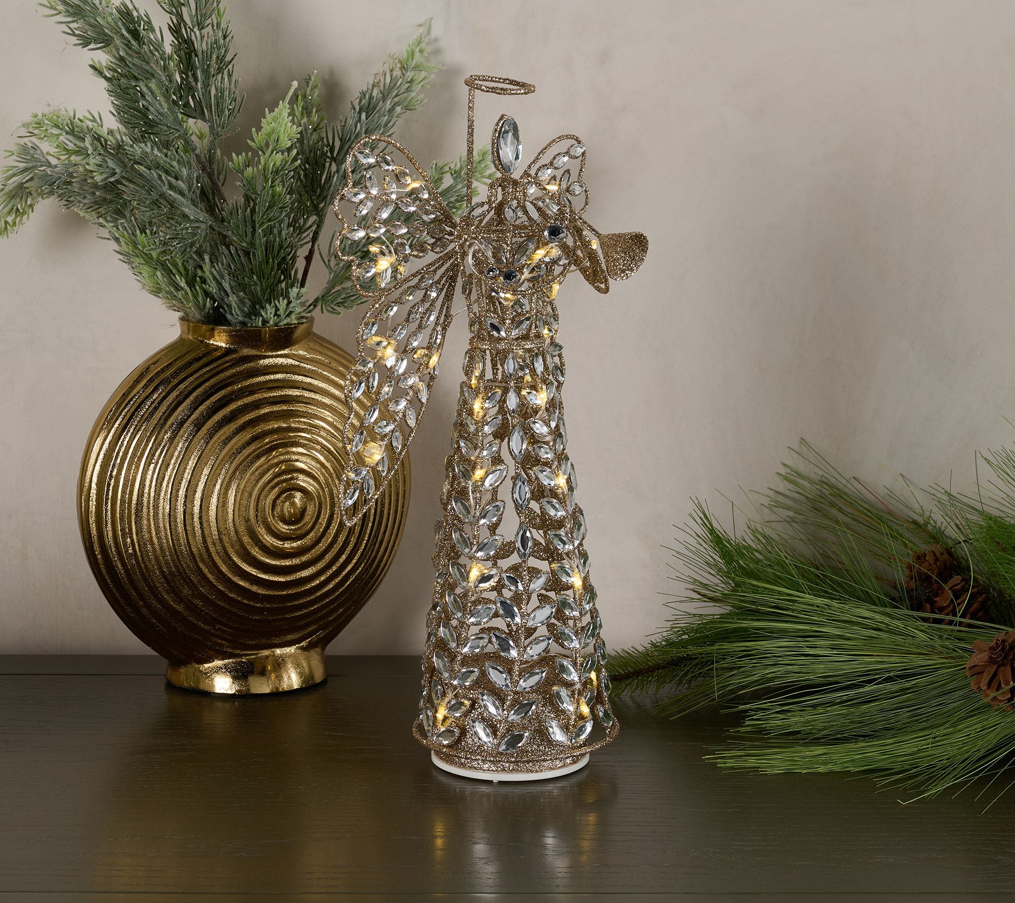 15.5" Rotating Illuminated Faceted Jewel Angel by Valerie