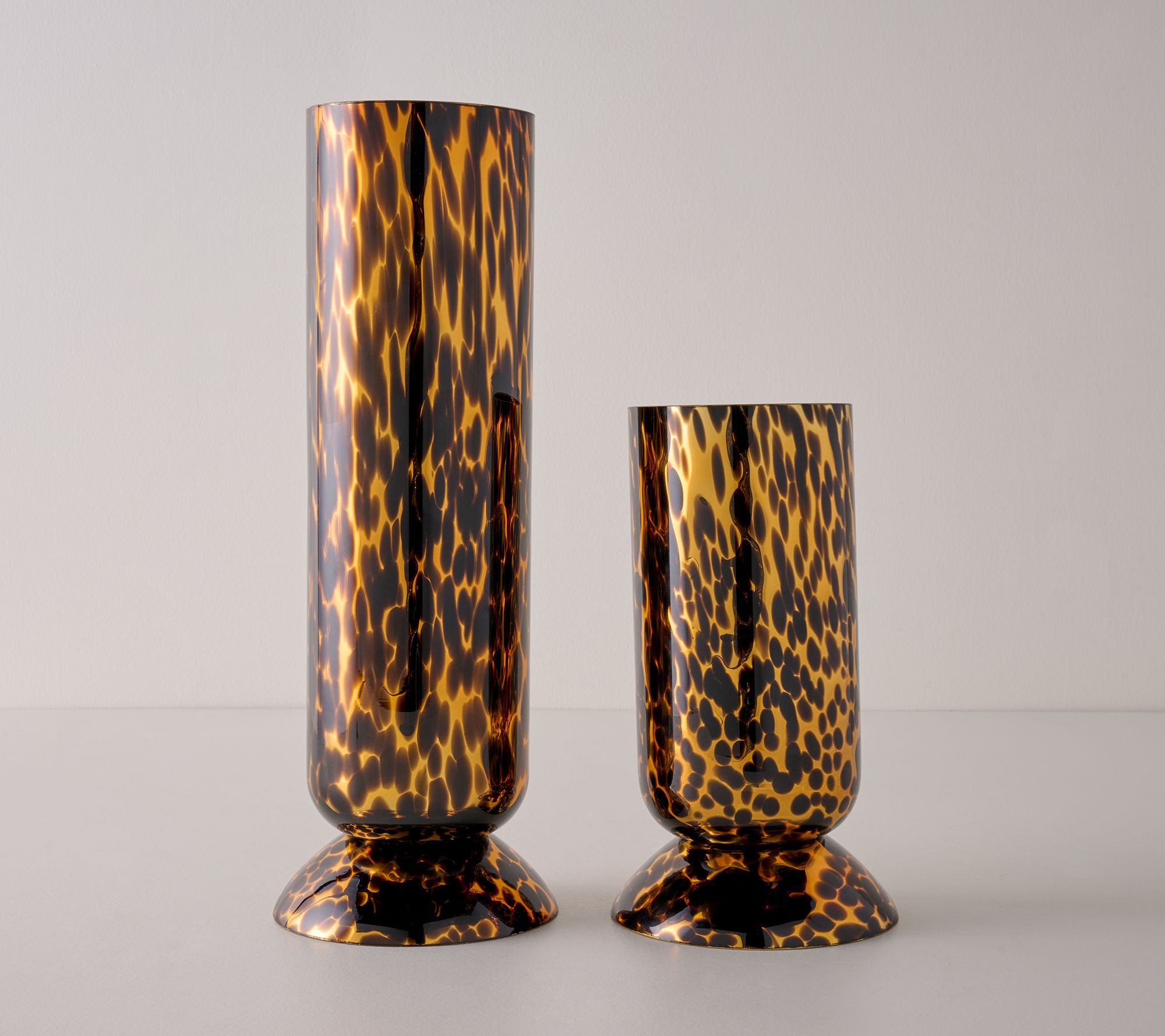 Set of 2 Multi-Use Tortoise Glass Candle Holders by Kim Gravel