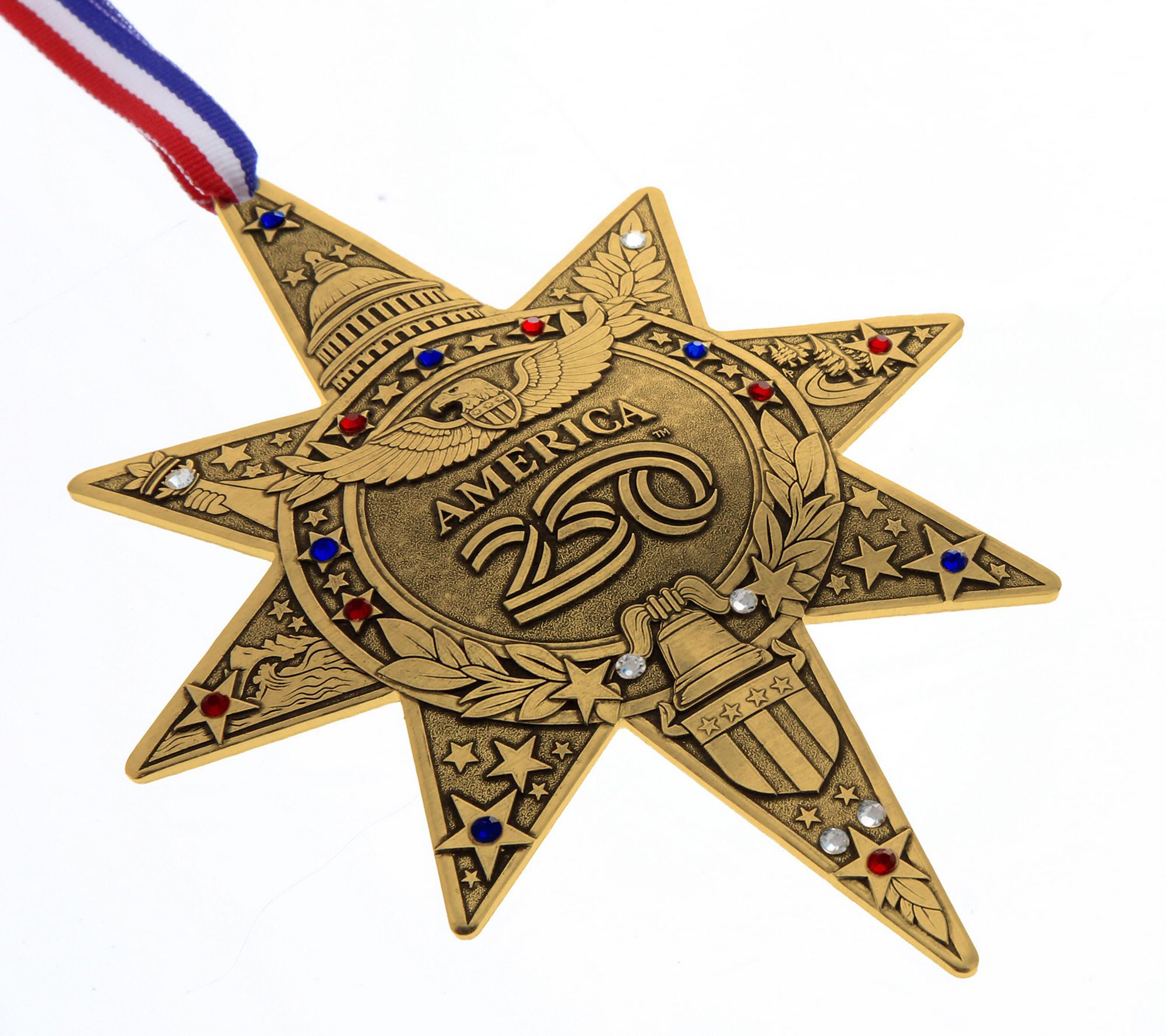 America250 Sea to Shining Sea Ornament, Bronze with Crystals