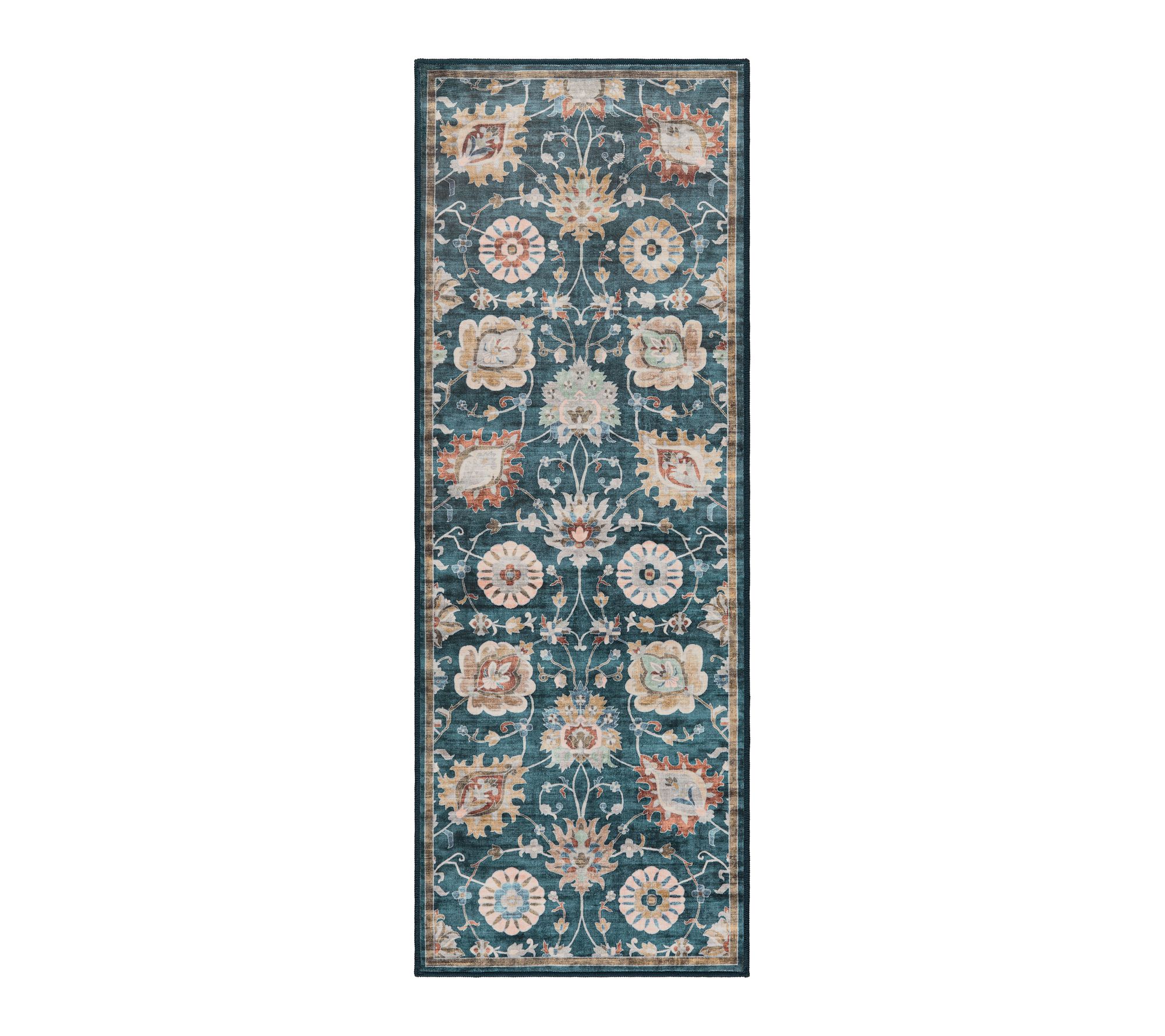 Everwash Haven Damask Floral 2x7 Washable Runner Rug